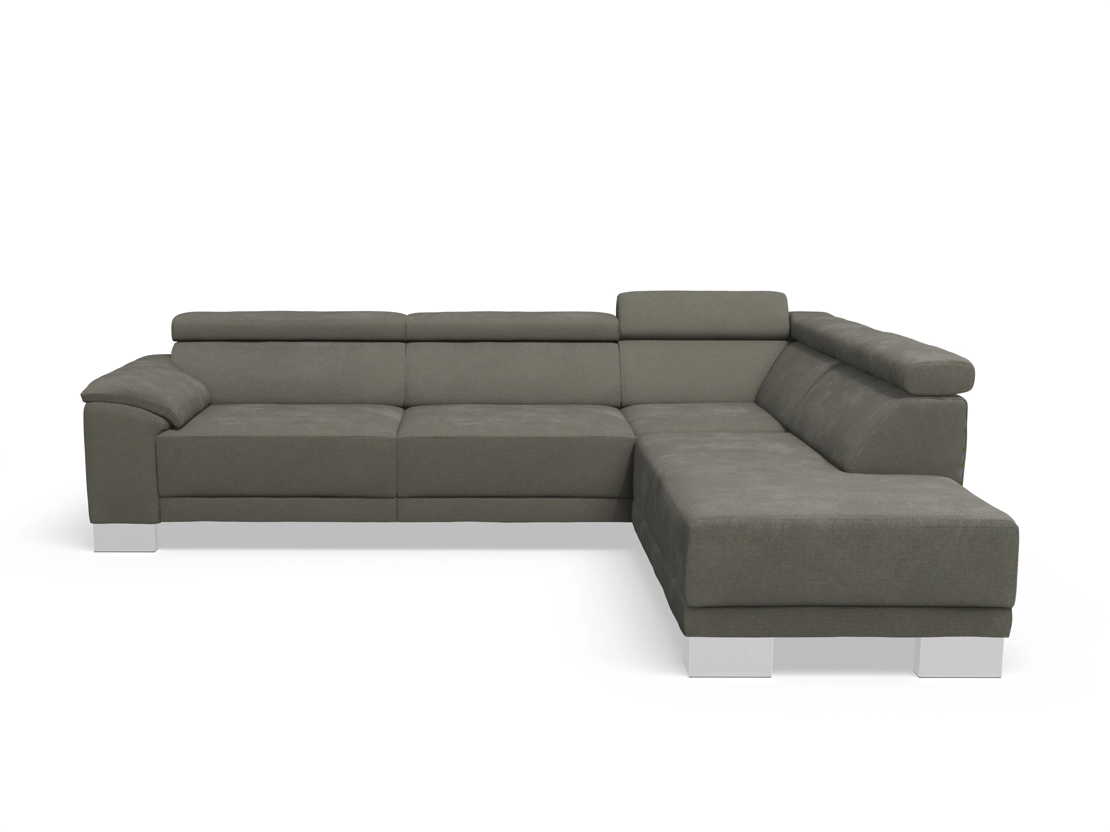 Antonio Ecksofa UM Large Plus R Ansicht des Produktes Antonio Ecksofa rechts Abschluss offen in Stoff Grau