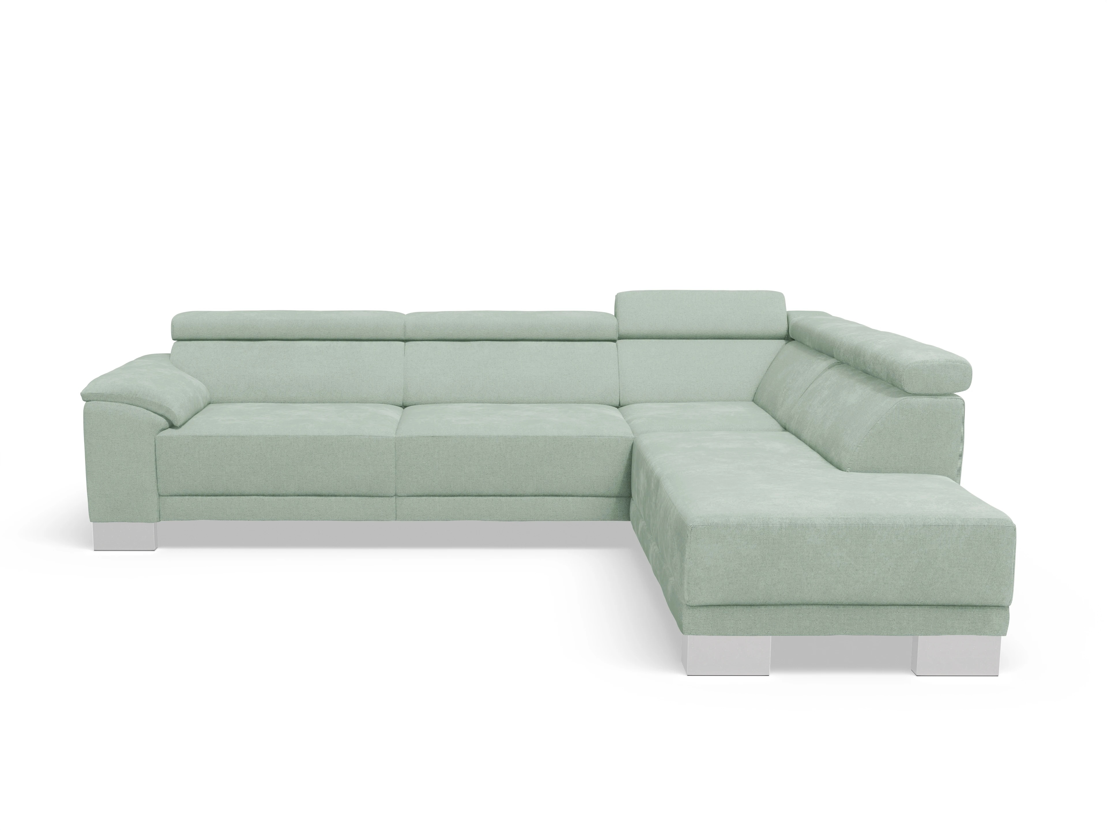 Ansicht des Produktes Antonio Ecksofa rechts Abschluss offen in Stoff Grün