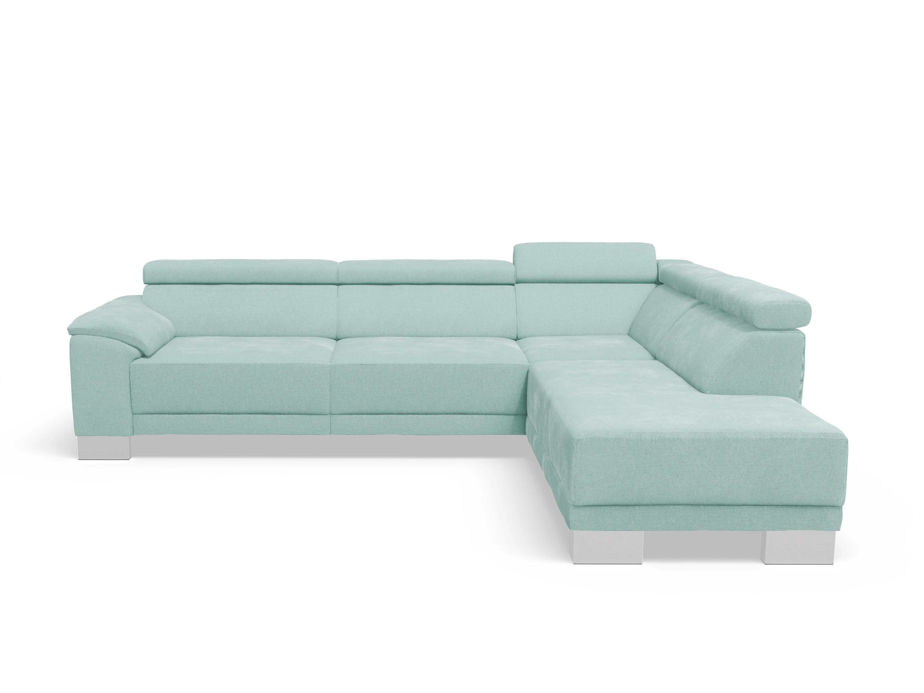 Ansicht des Produktes Antonio Ecksofa rechts Abschluss offen in Stoff Blau