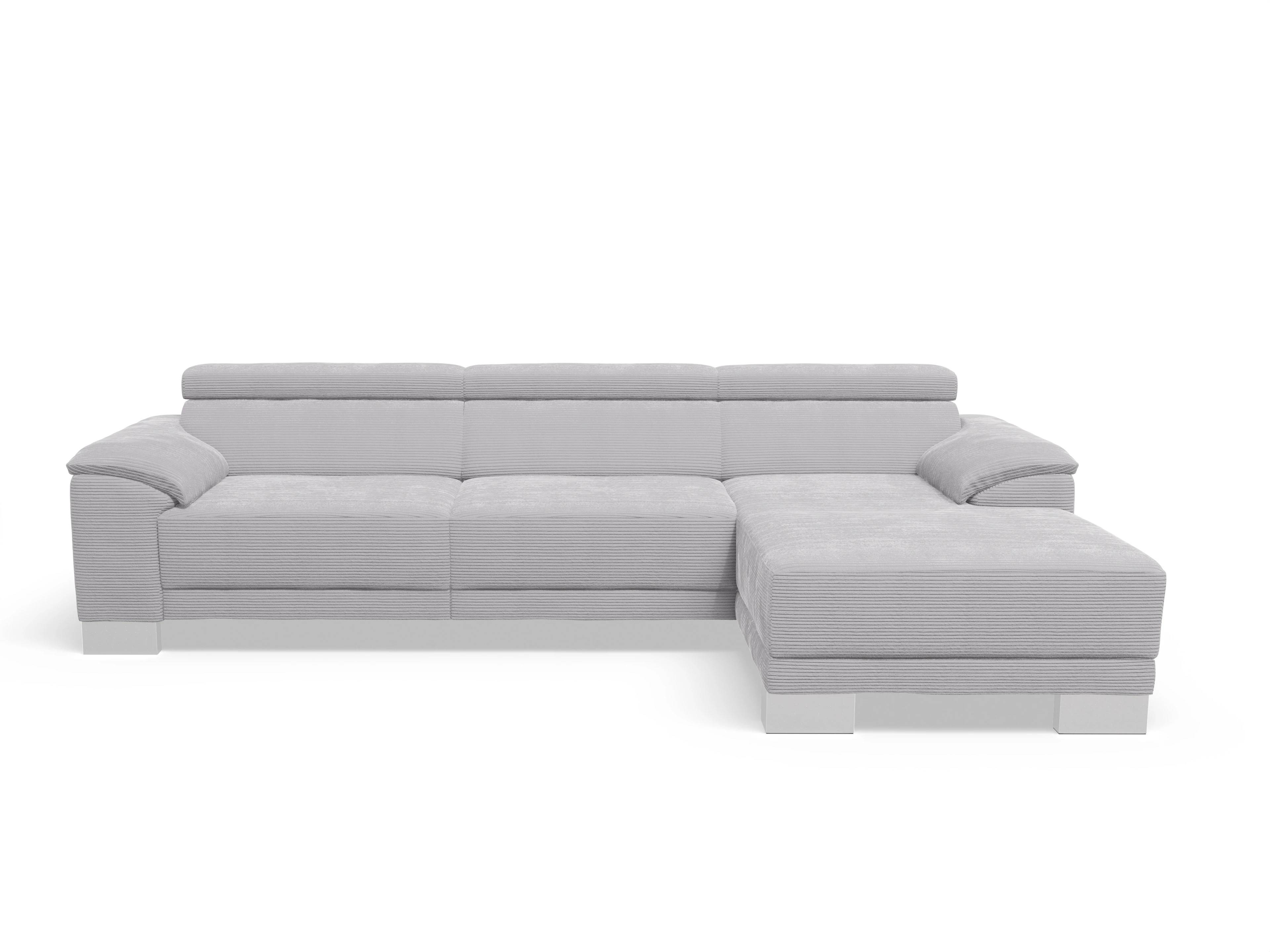 Antonio Ecksofa LO Large R Ansicht des Produktes Antonio Ecksofa rechts Abschluss offen in Stoff Grau