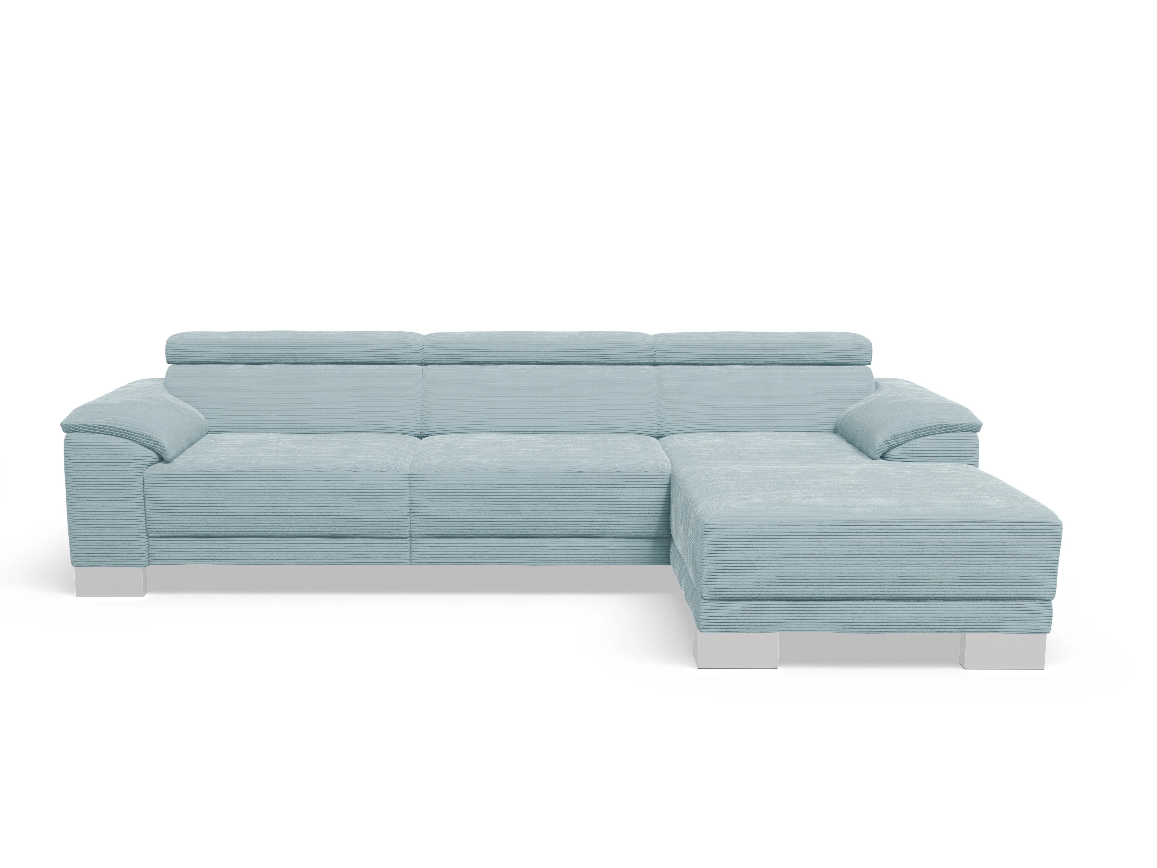 Ansicht des Produktes Antonio Ecksofa rechts Abschluss offen in Stoff Blau