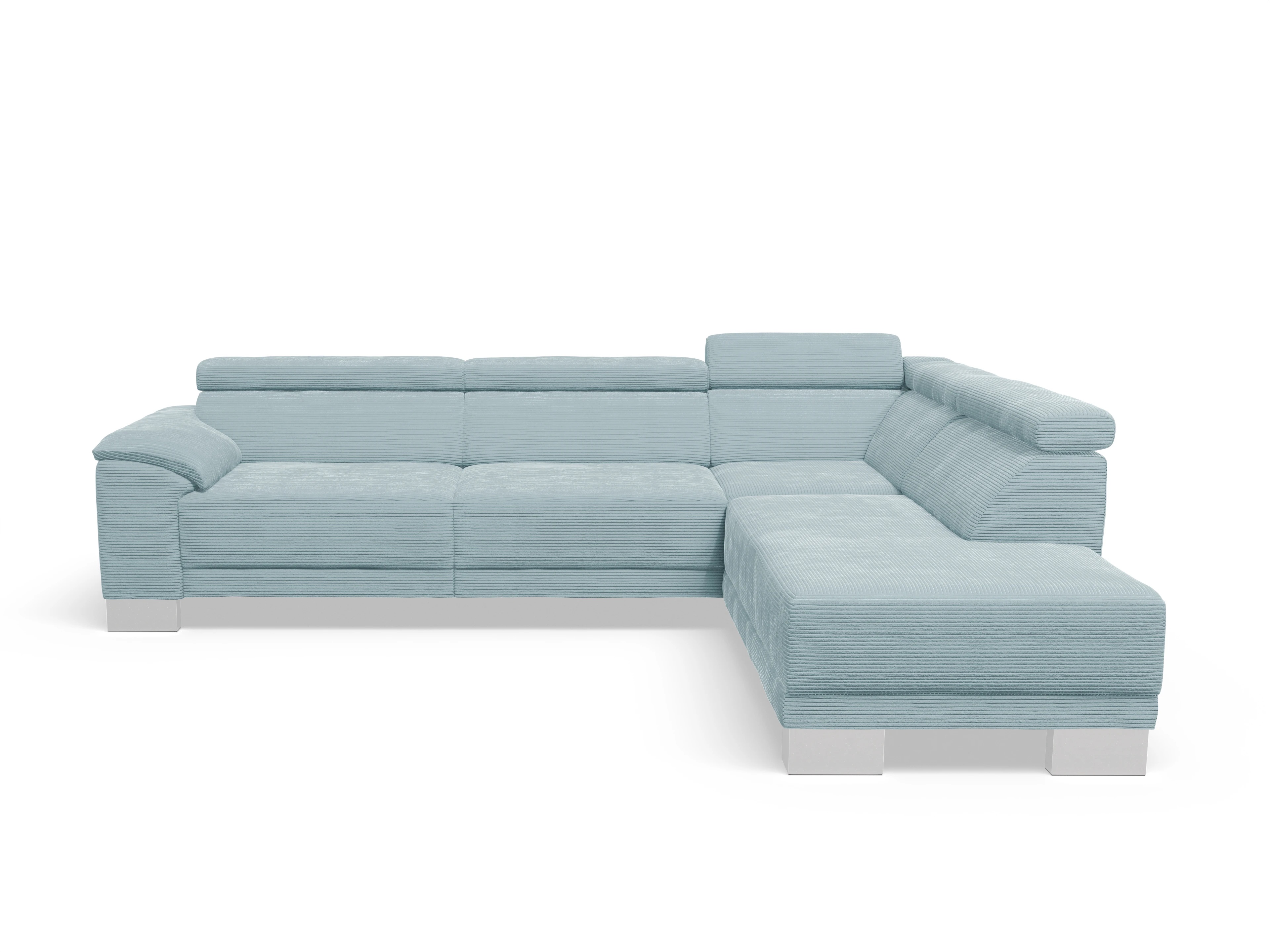 Ansicht des Produktes Antonio Ecksofa rechts Abschluss offen in Stoff Blau