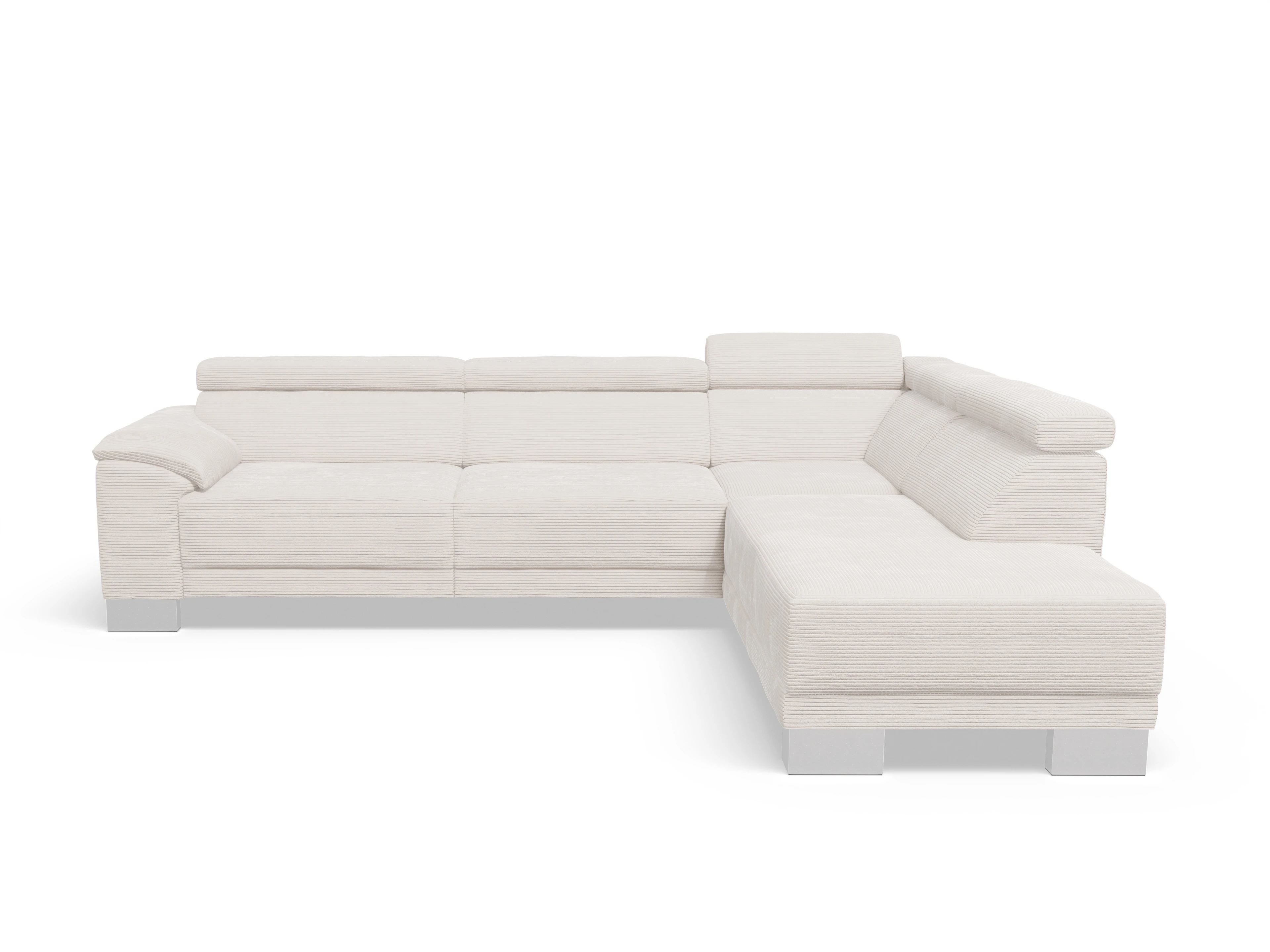 Antonio Ecksofa UM Large Plus R Ansicht des Produktes Antonio Ecksofa rechts Abschluss offen in Stoff Weiss