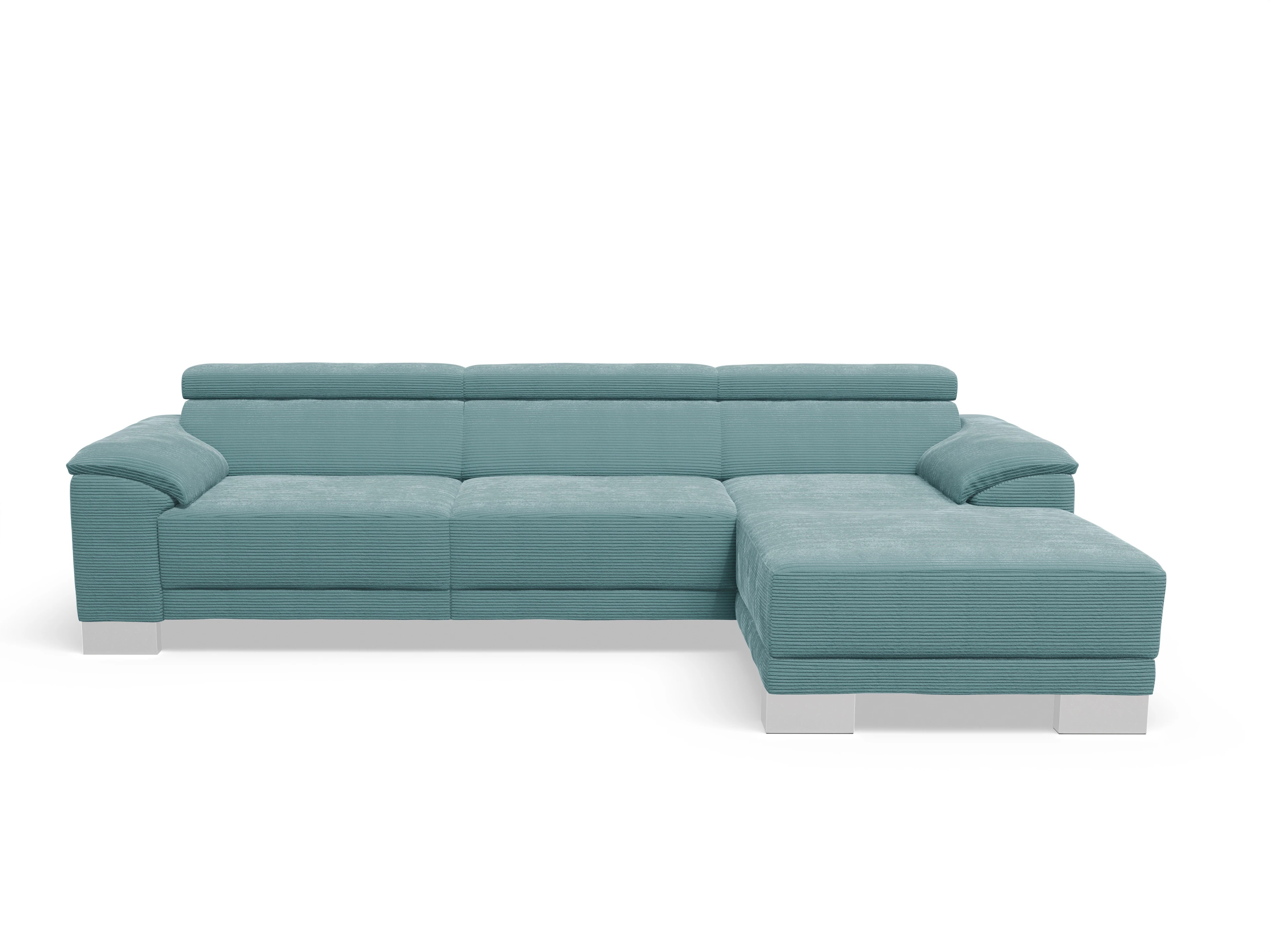 Ansicht des Produktes Antonio Ecksofa rechts Abschluss offen in Stoff Blau