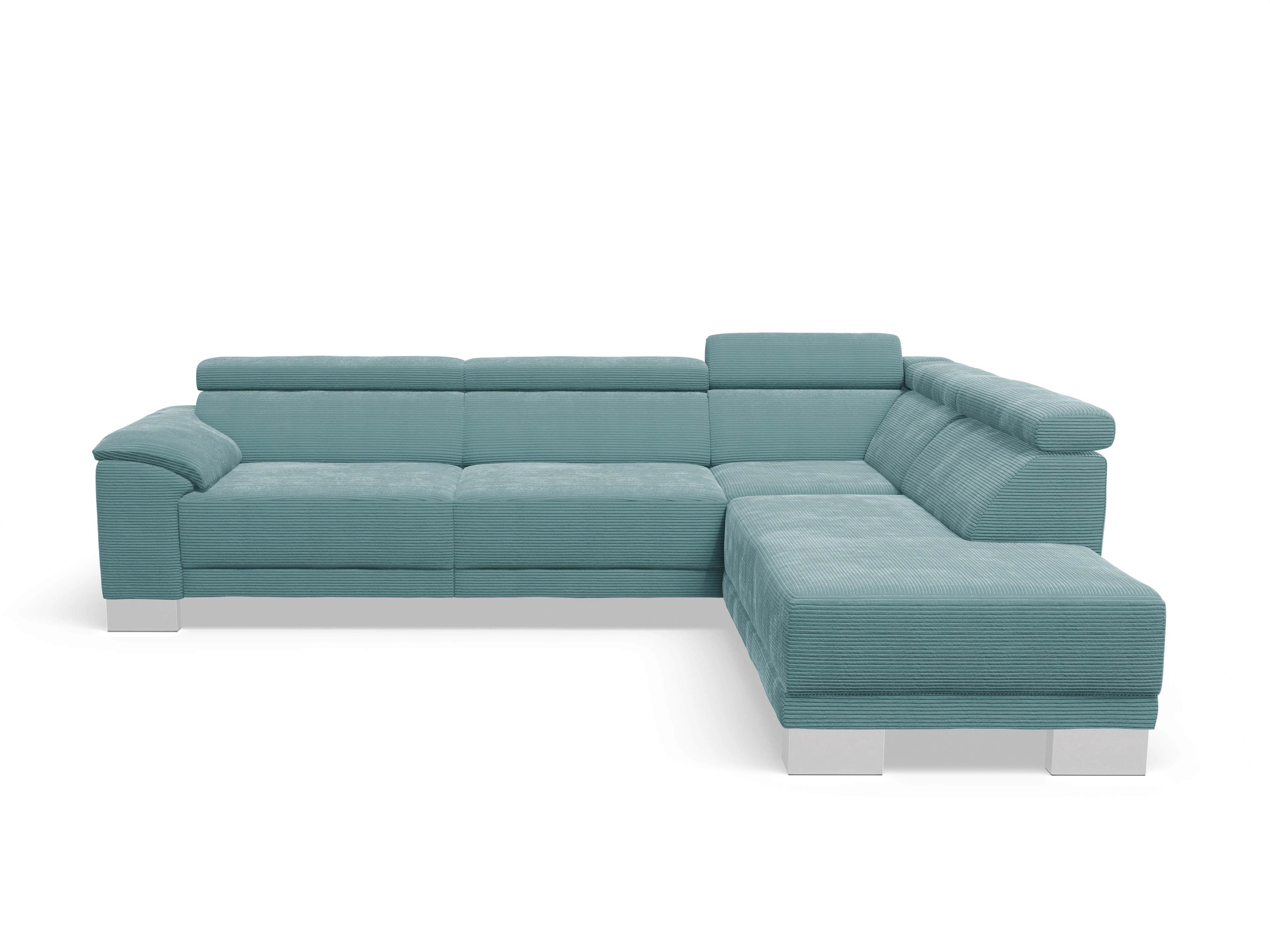 Ansicht des Produktes Antonio Ecksofa rechts Abschluss offen in Stoff Blau