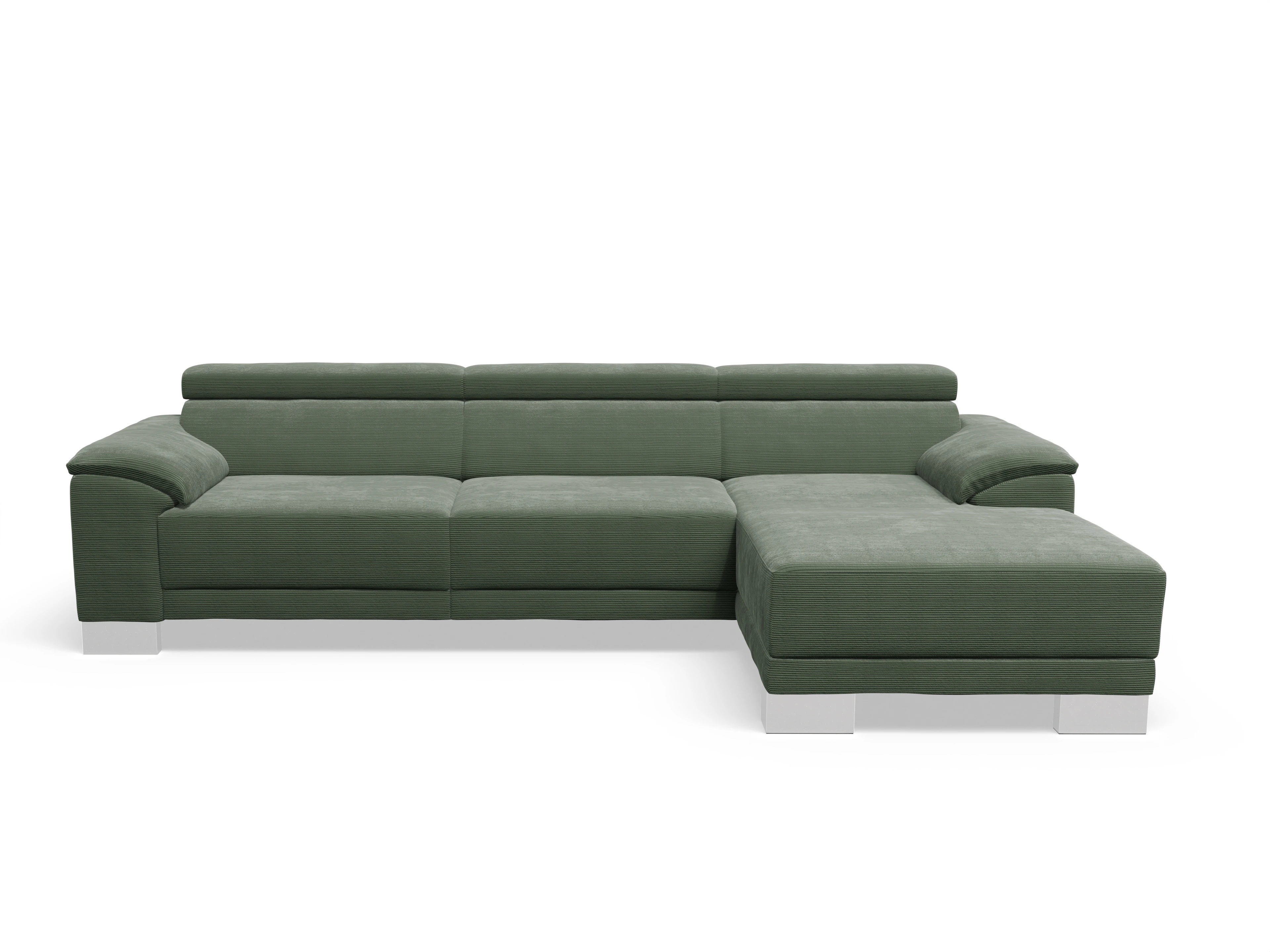 Ansicht des Produktes Antonio Ecksofa rechts Abschluss offen in Stoff Grün