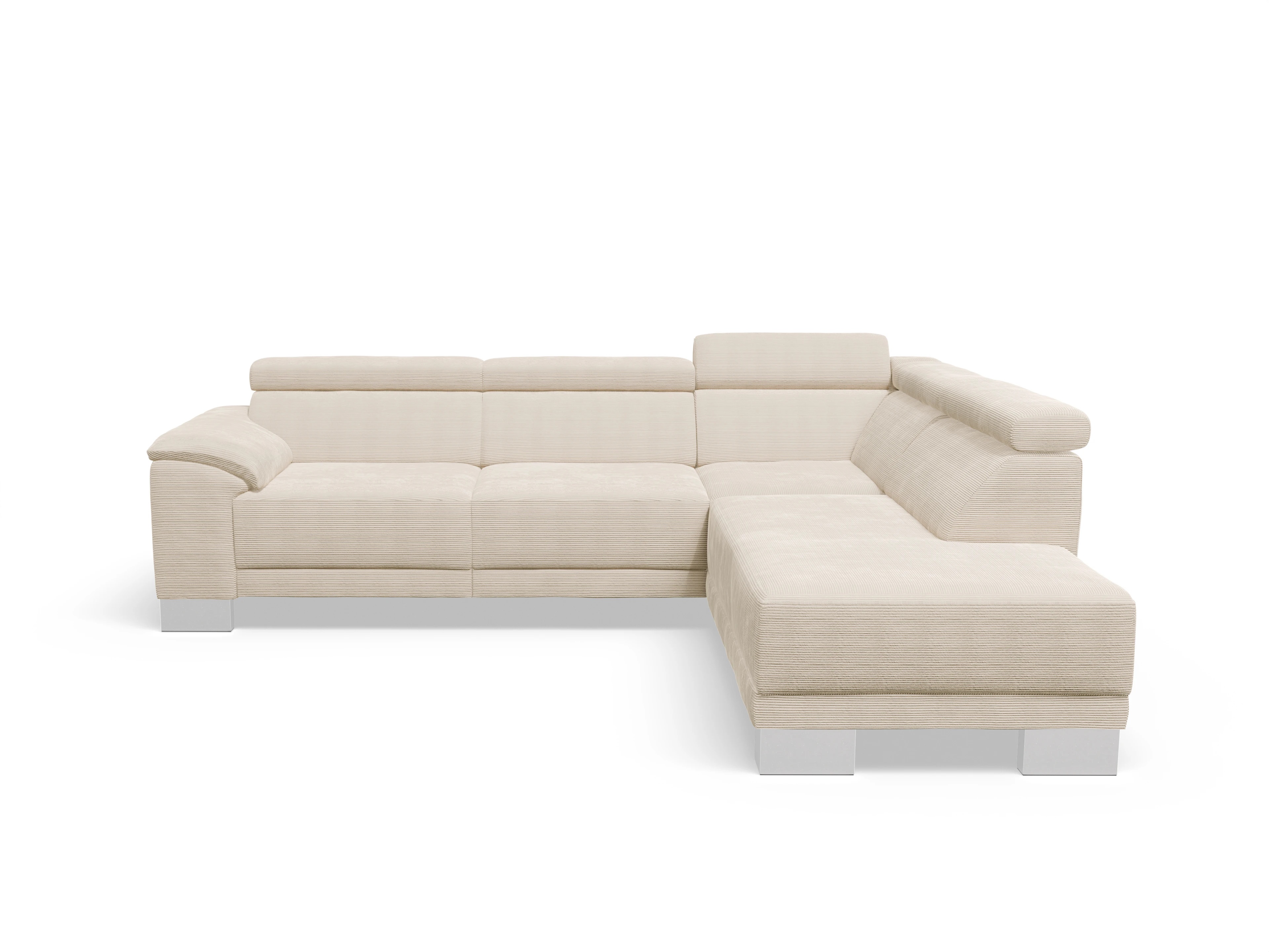 Antonio Ecksofa UM Medium Plus R Ansicht des Produktes Antonio Ecksofa rechts Abschluss offen in Stoff Weiss