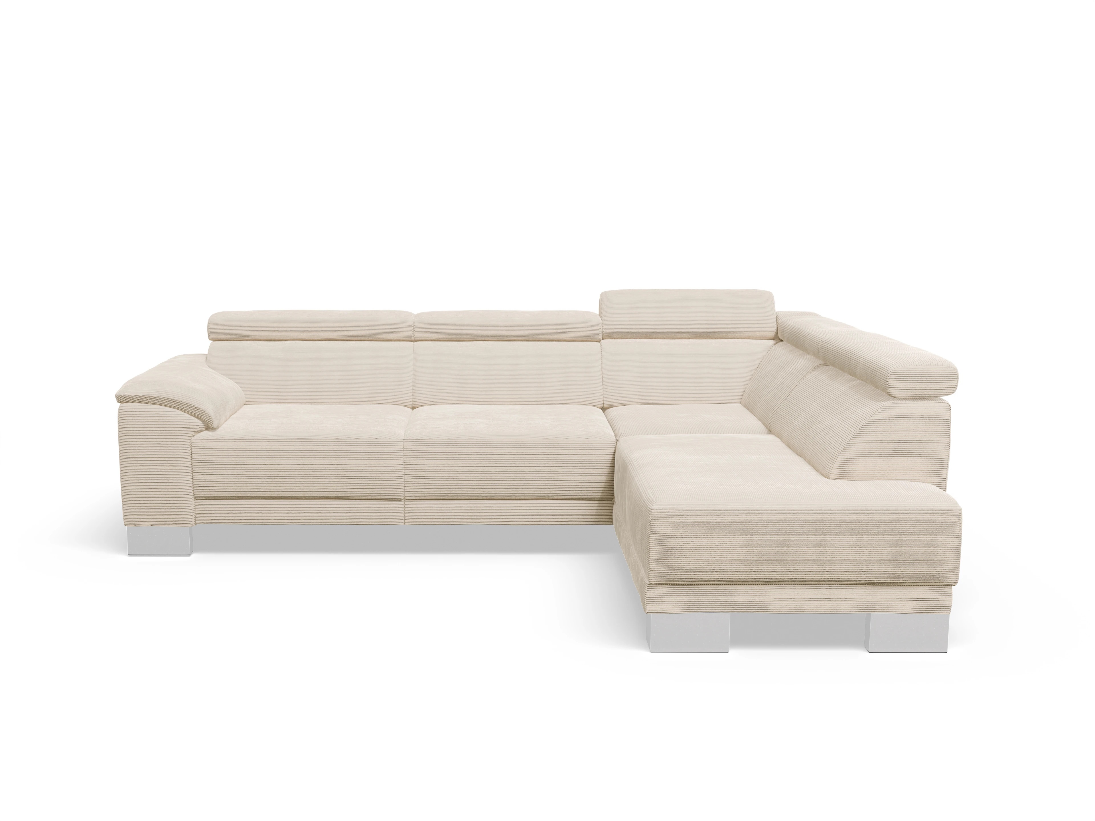 Antonio Ecksofa UM Medium R Ansicht des Produktes Antonio Ecksofa rechts Abschluss offen in Stoff Weiss