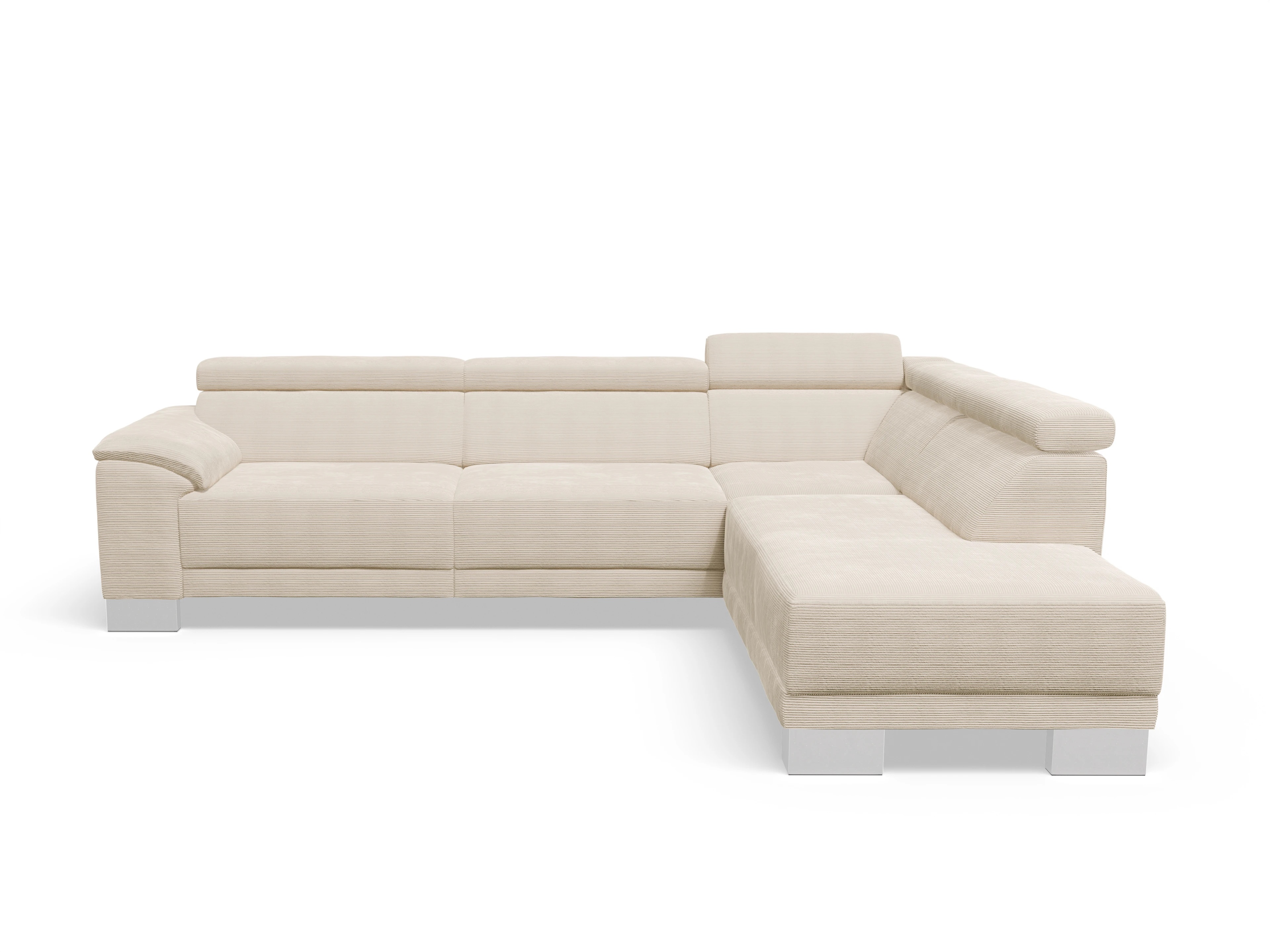 Antonio Ecksofa UM Large Plus R Ansicht des Produktes Antonio Ecksofa rechts Abschluss offen in Stoff Weiss