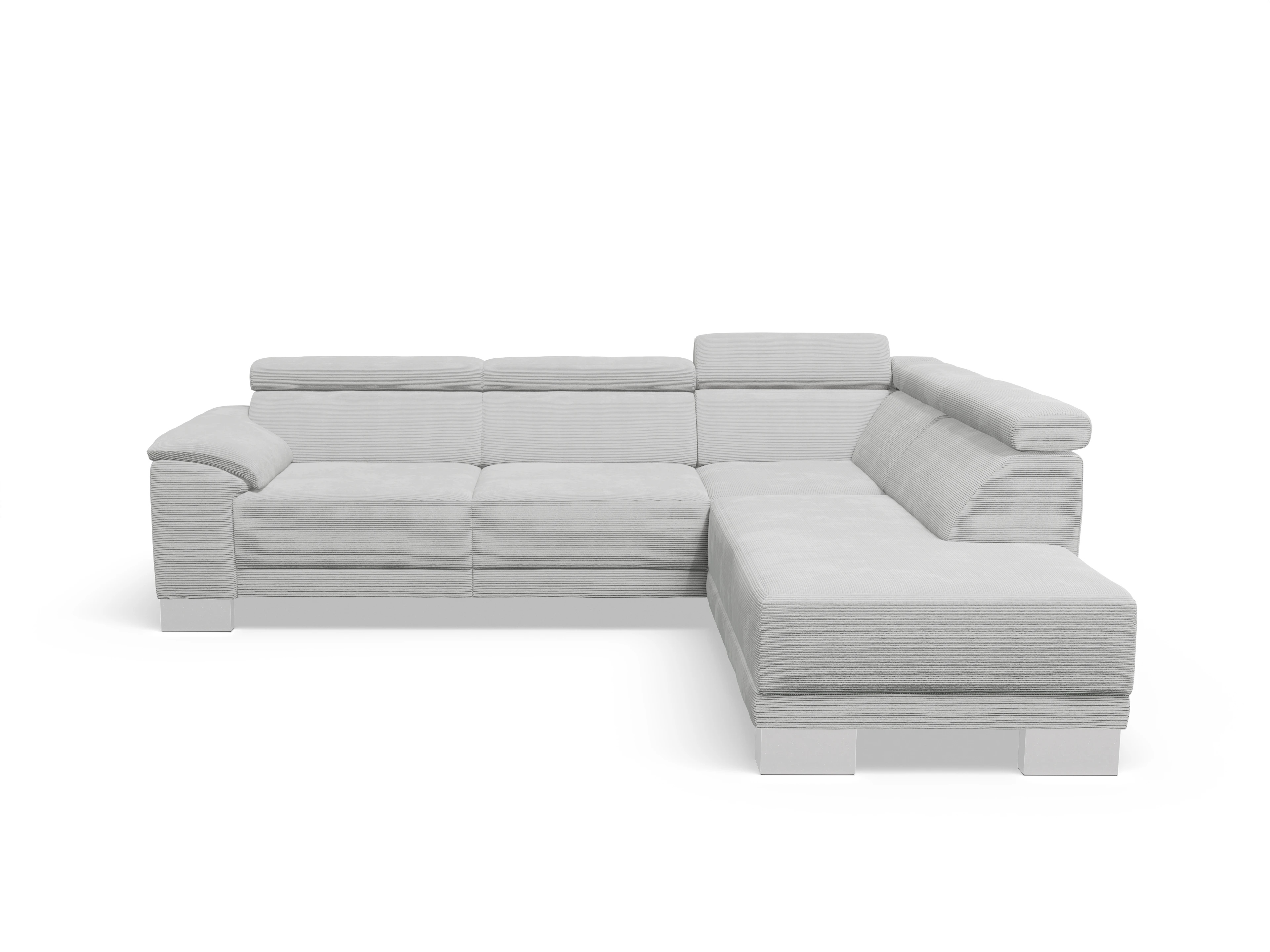 Antonio Ecksofa UM Medium Plus R Ansicht des Produktes Antonio Ecksofa rechts Abschluss offen in Stoff Grau