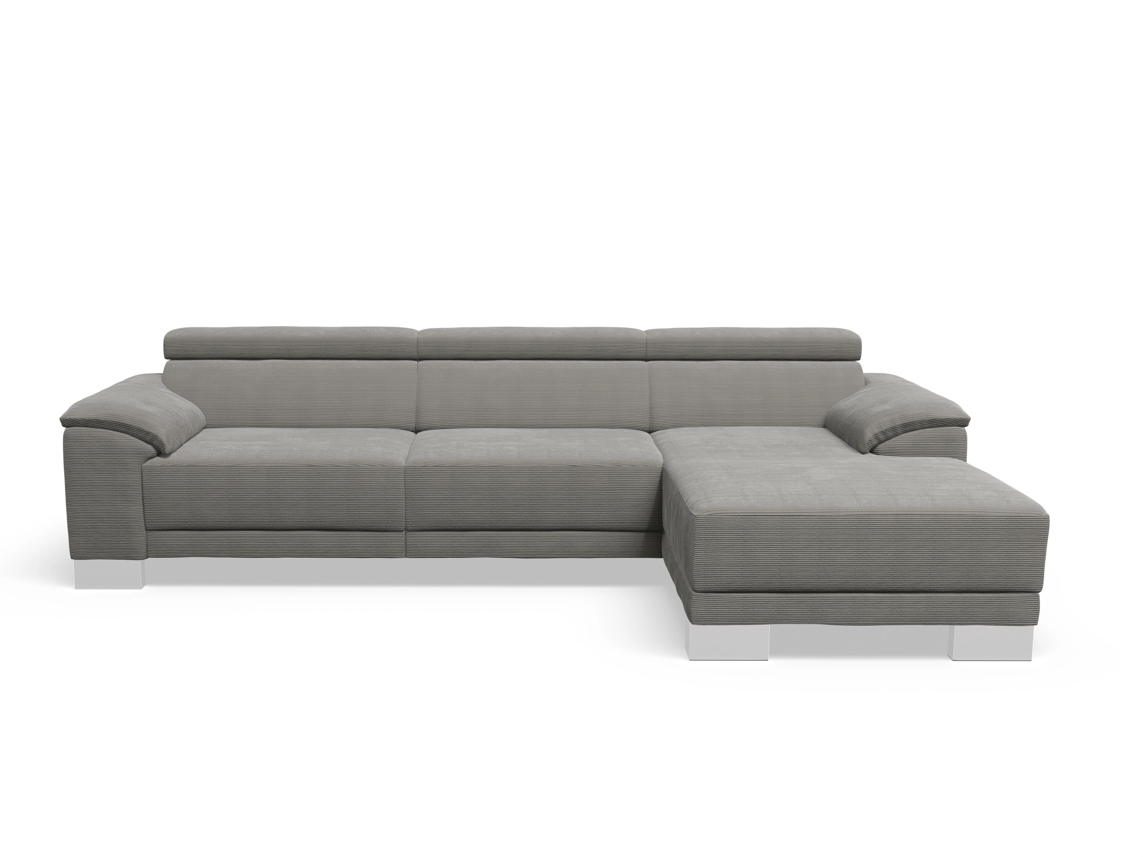 Antonio Ecksofa LO Large R Ansicht des Produktes Antonio Ecksofa rechts Abschluss offen in Stoff Grau