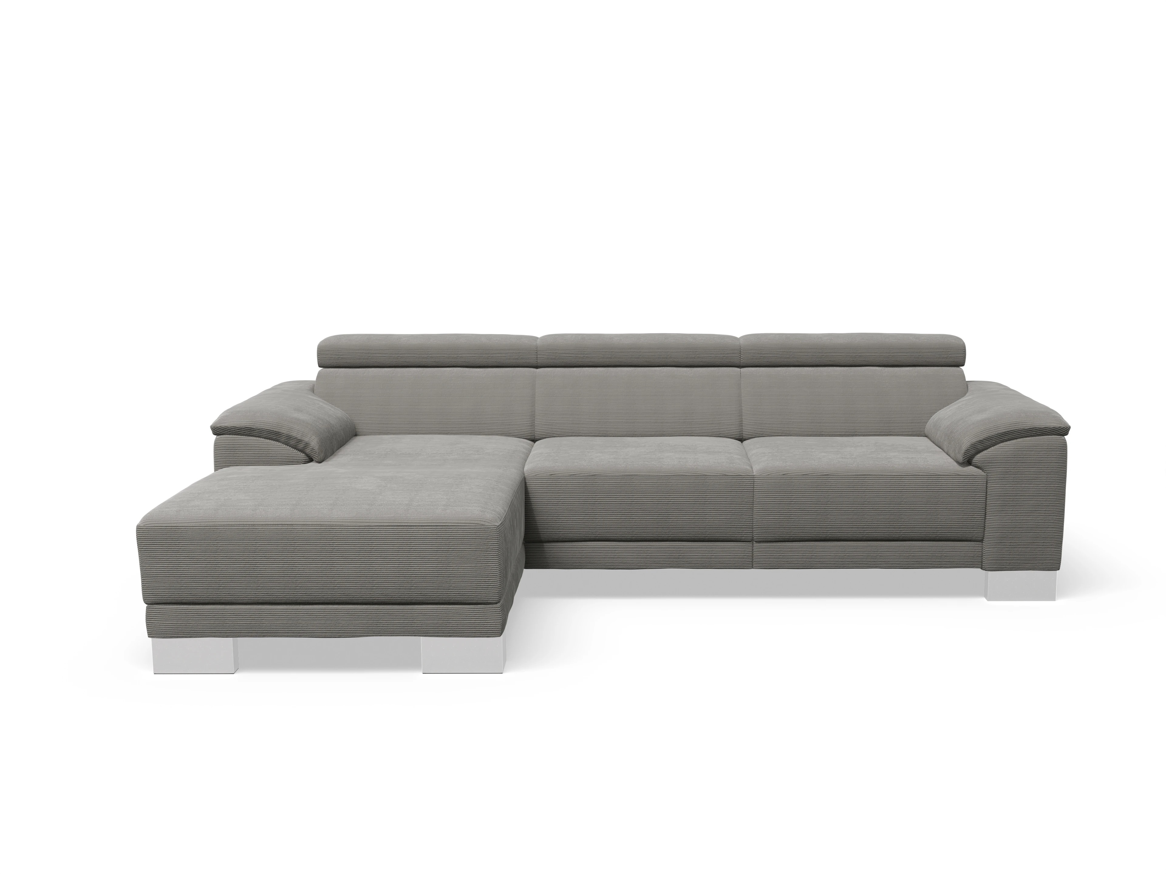 Ansicht des Produktes Antonio Ecksofa links Abschluss offen in Stoff Grau