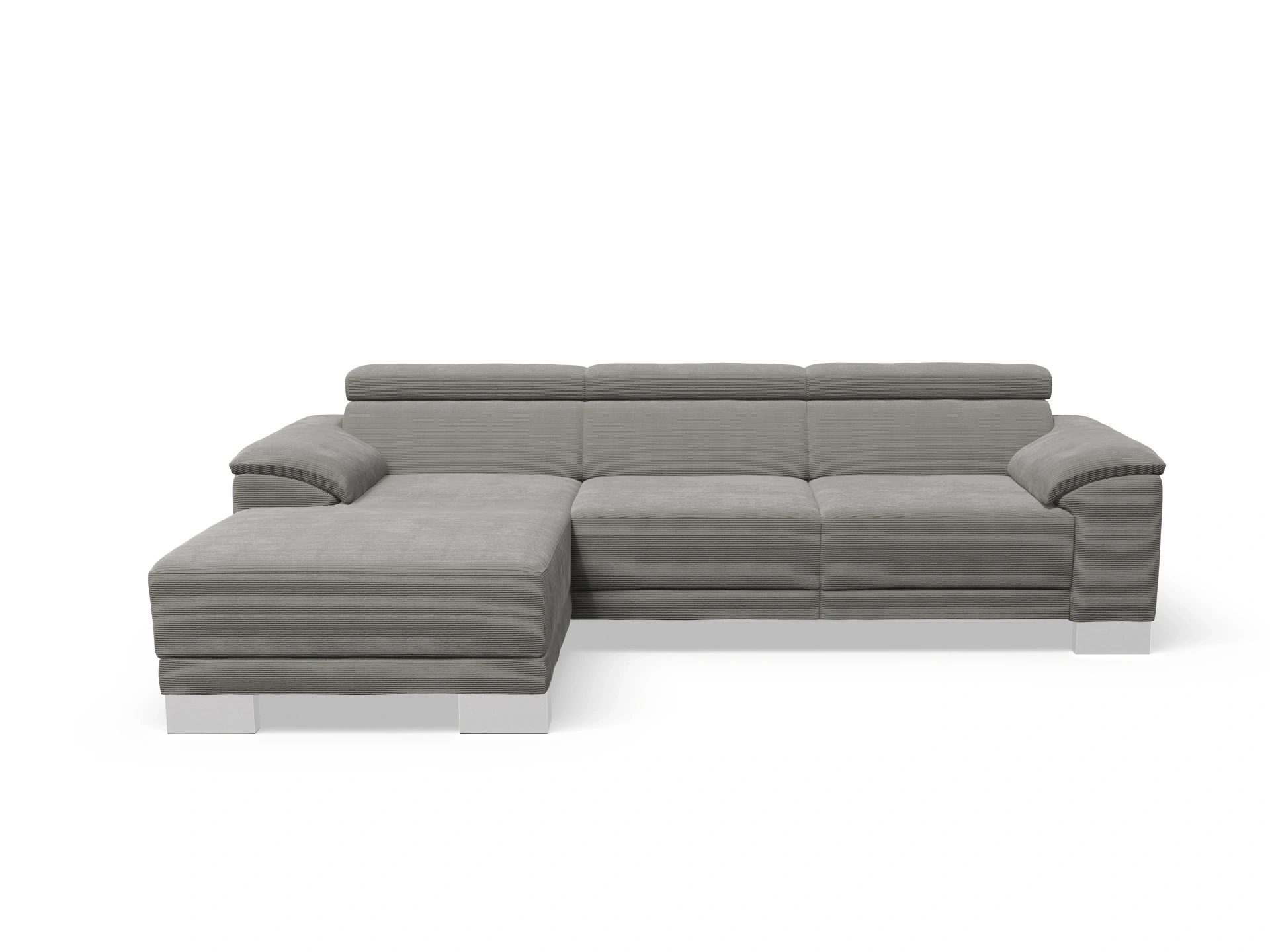Ansicht des Produktes Antonio Ecksofa links Abschluss offen in Stoff Grau