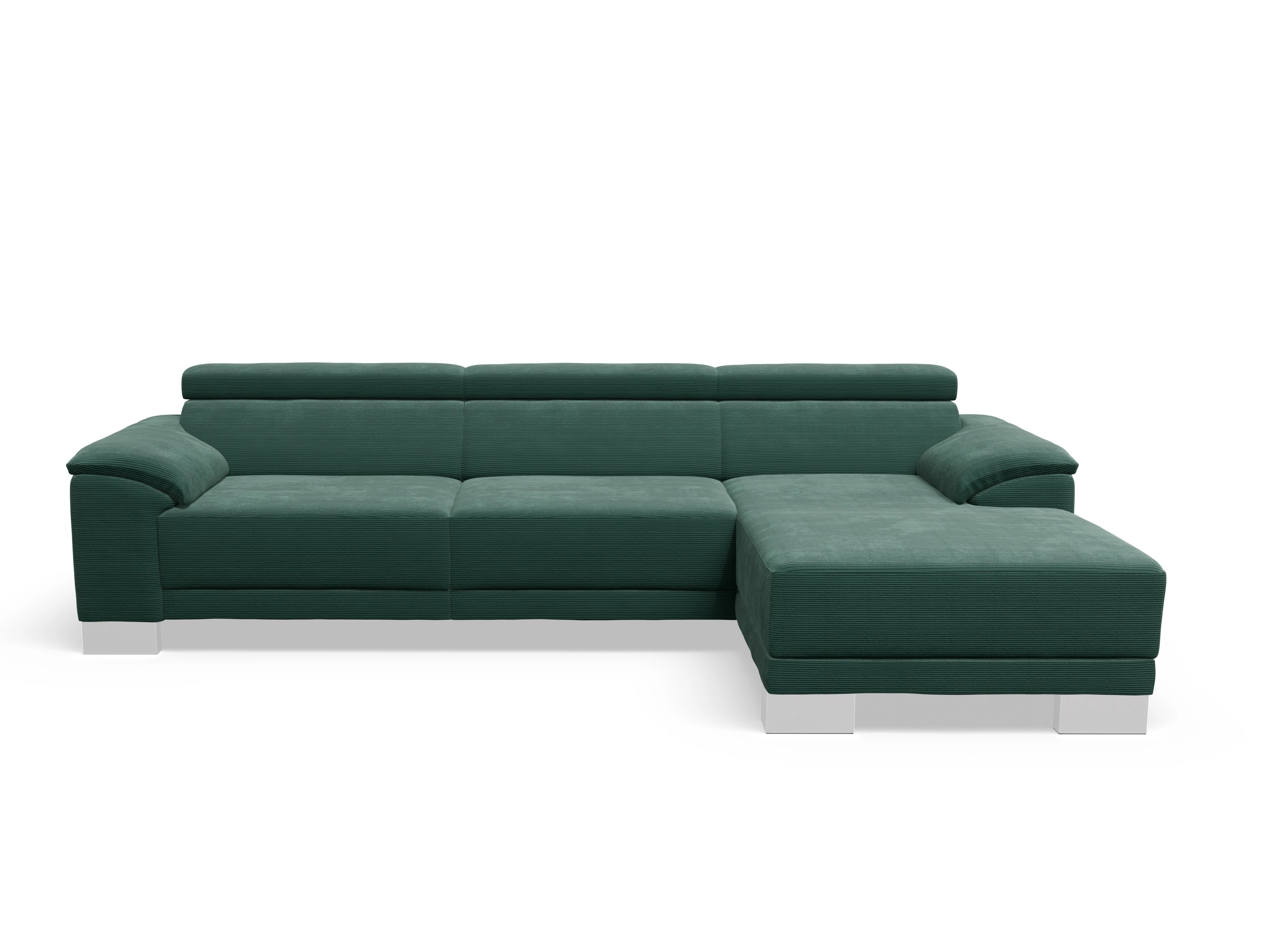Ansicht des Produktes Antonio Ecksofa rechts Abschluss offen in Stoff Grün