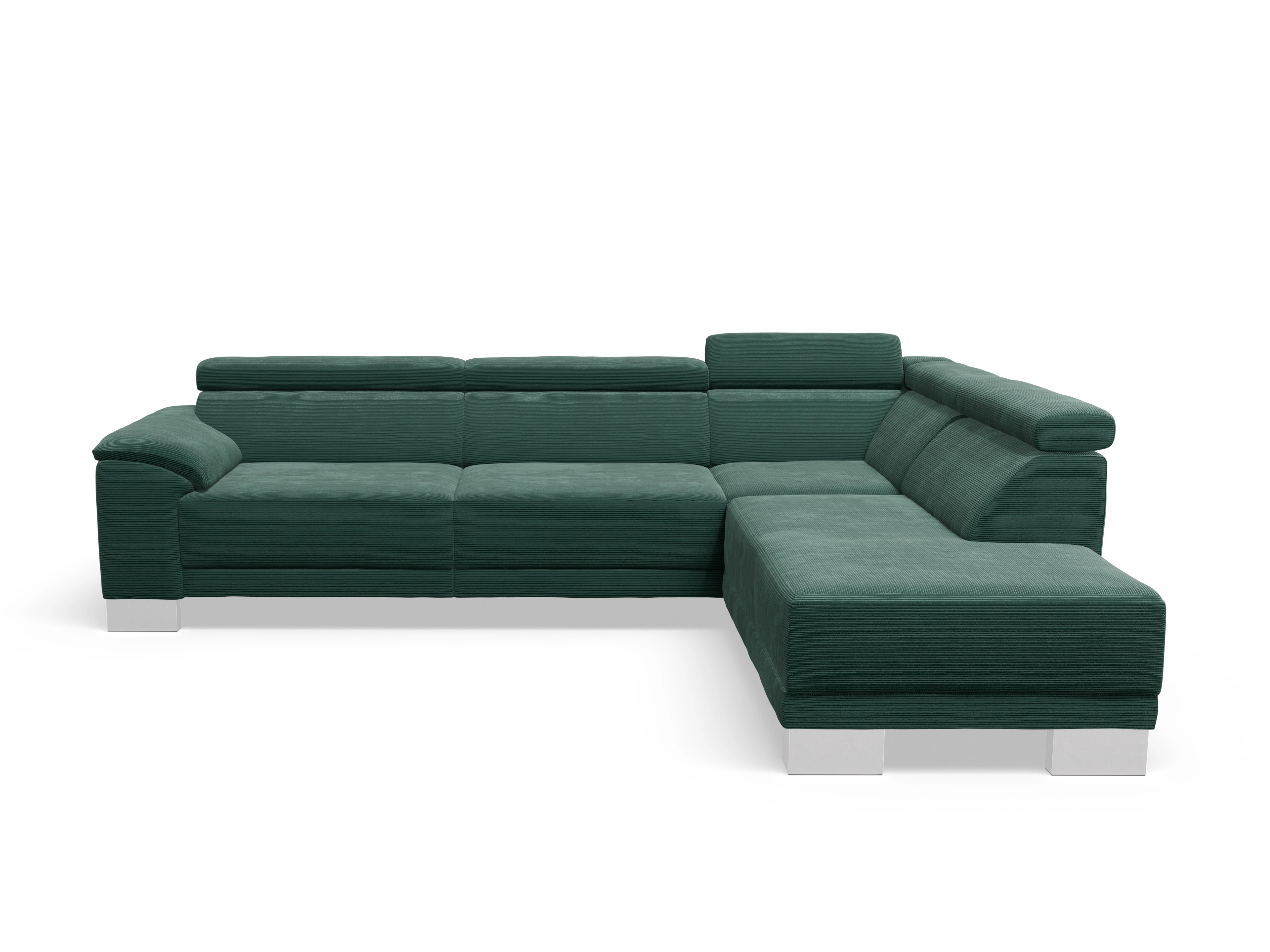 Ansicht des Produktes Antonio Ecksofa rechts Abschluss offen in Stoff Grün