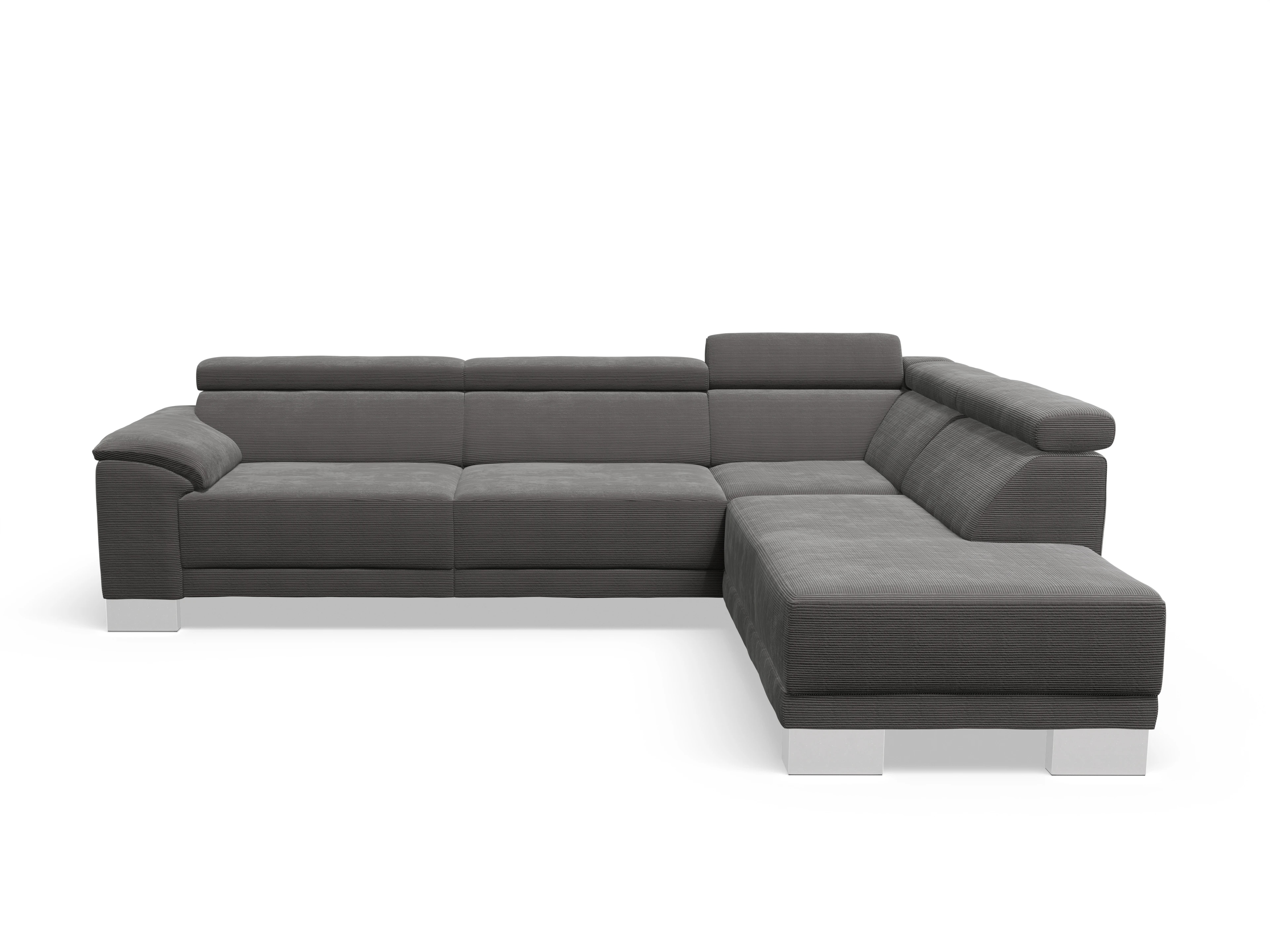 Ansicht des Produktes Antonio Ecksofa rechts Abschluss offen in Stoff Grau