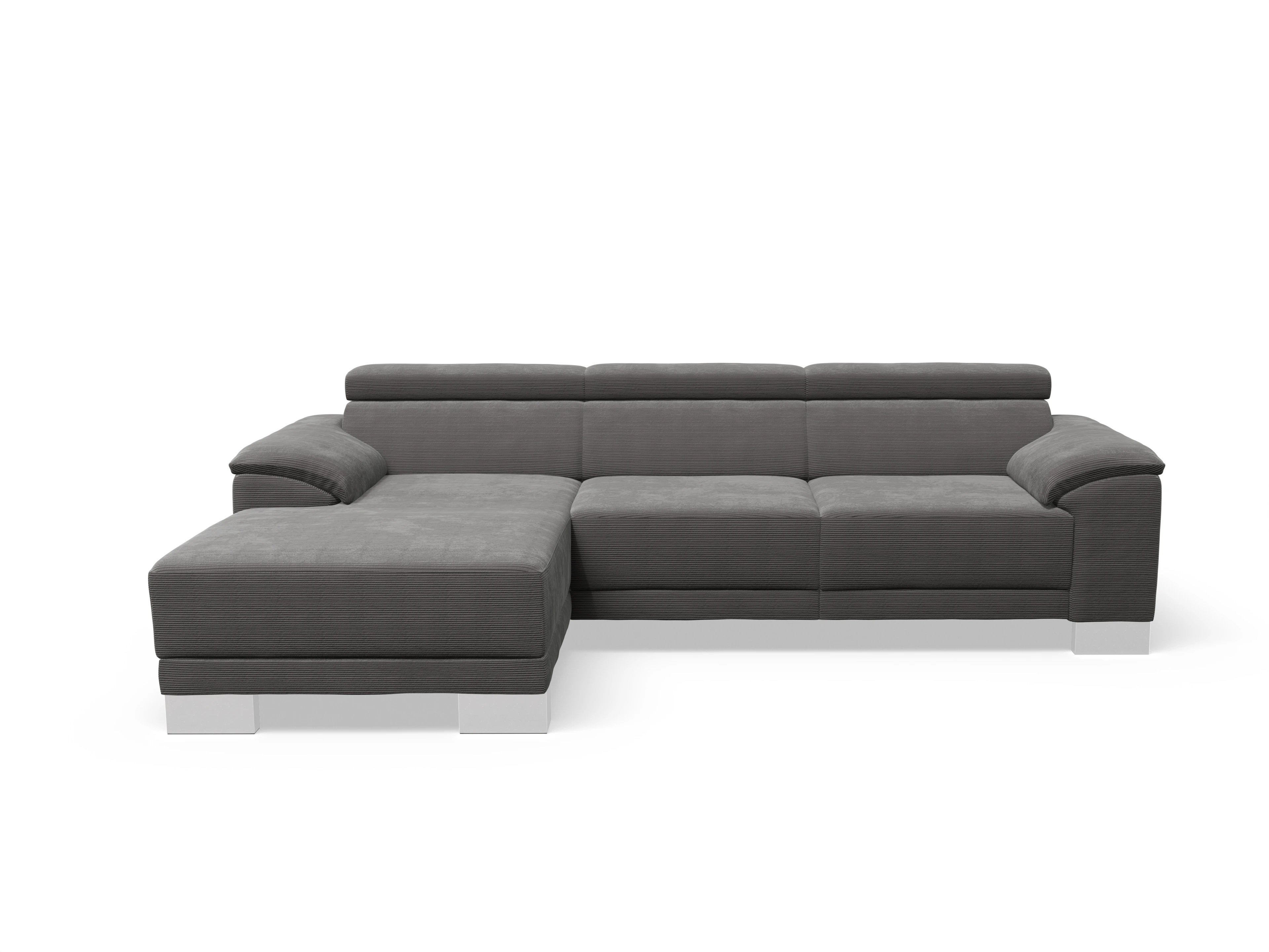Ansicht des Produktes Antonio Ecksofa links Abschluss offen in Stoff Grau