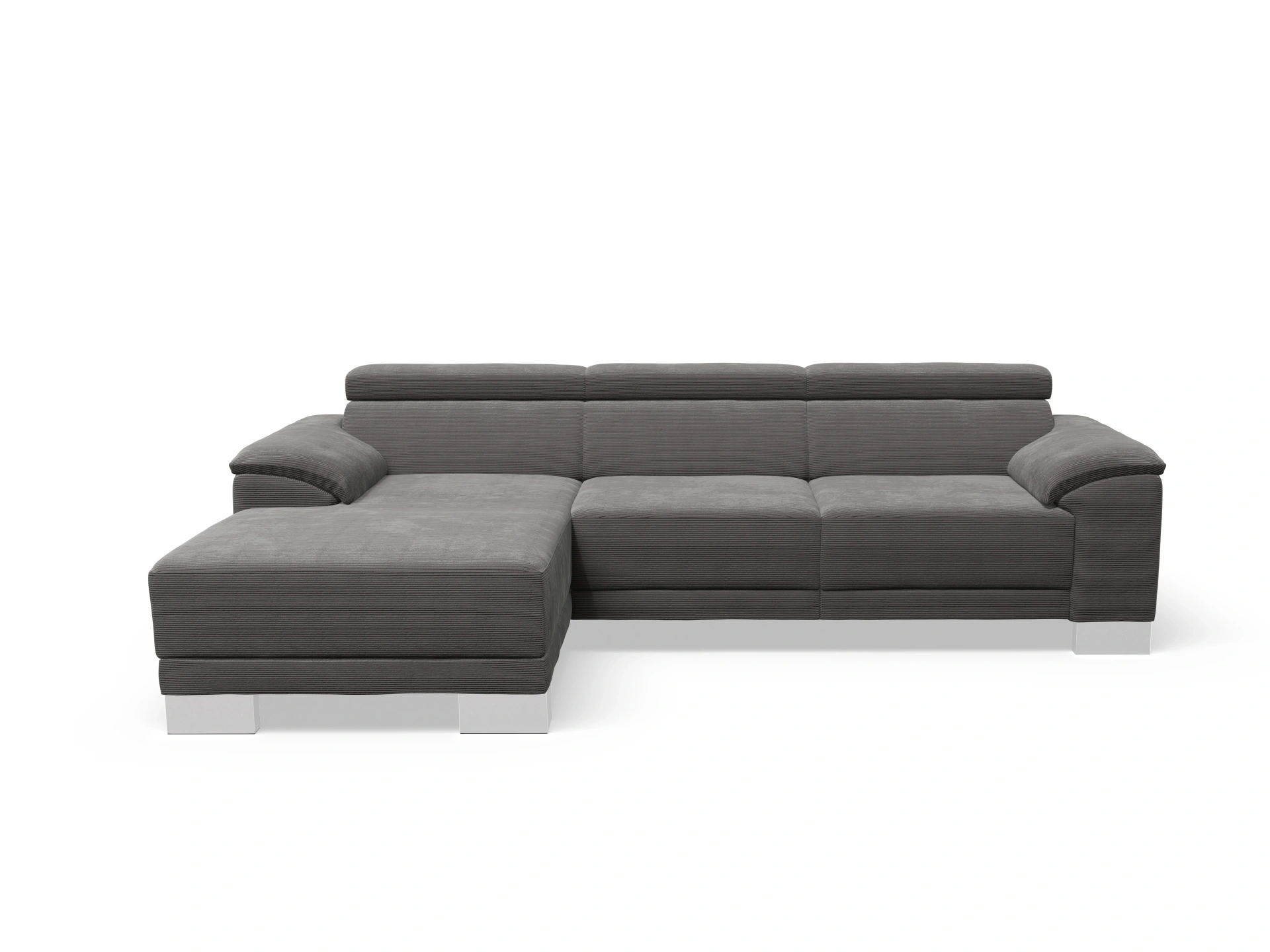 Ansicht des Produktes Antonio Ecksofa links Abschluss offen in Stoff Grau