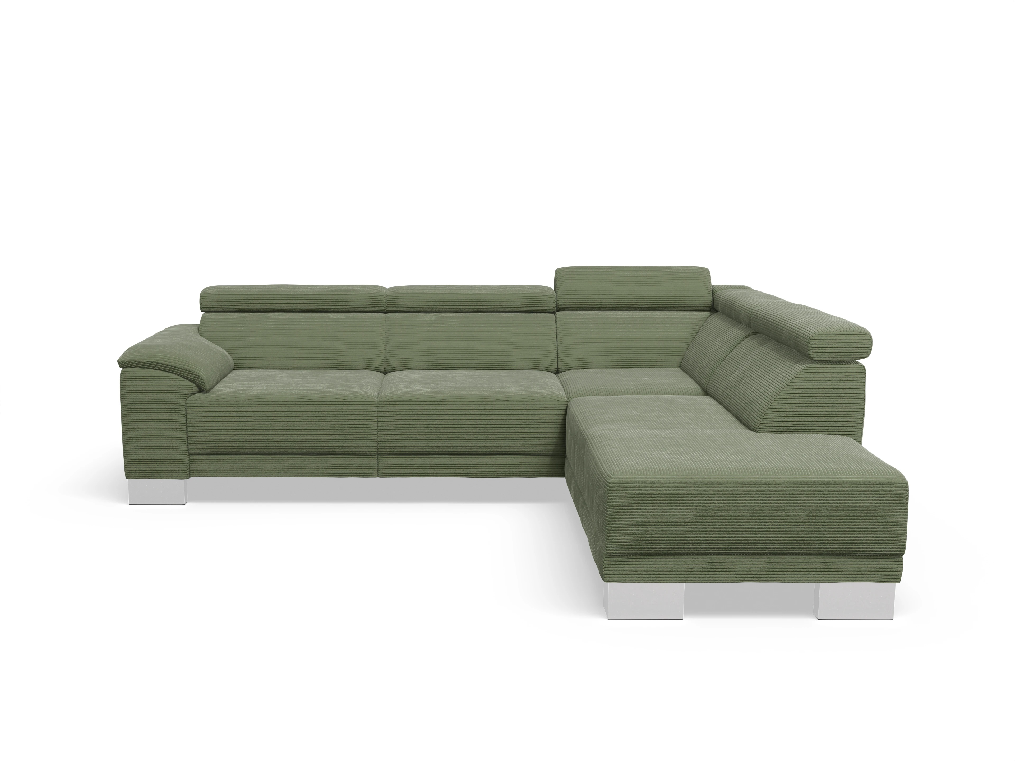 Ansicht des Produktes Antonio Ecksofa rechts Abschluss offen in Stoff Grün