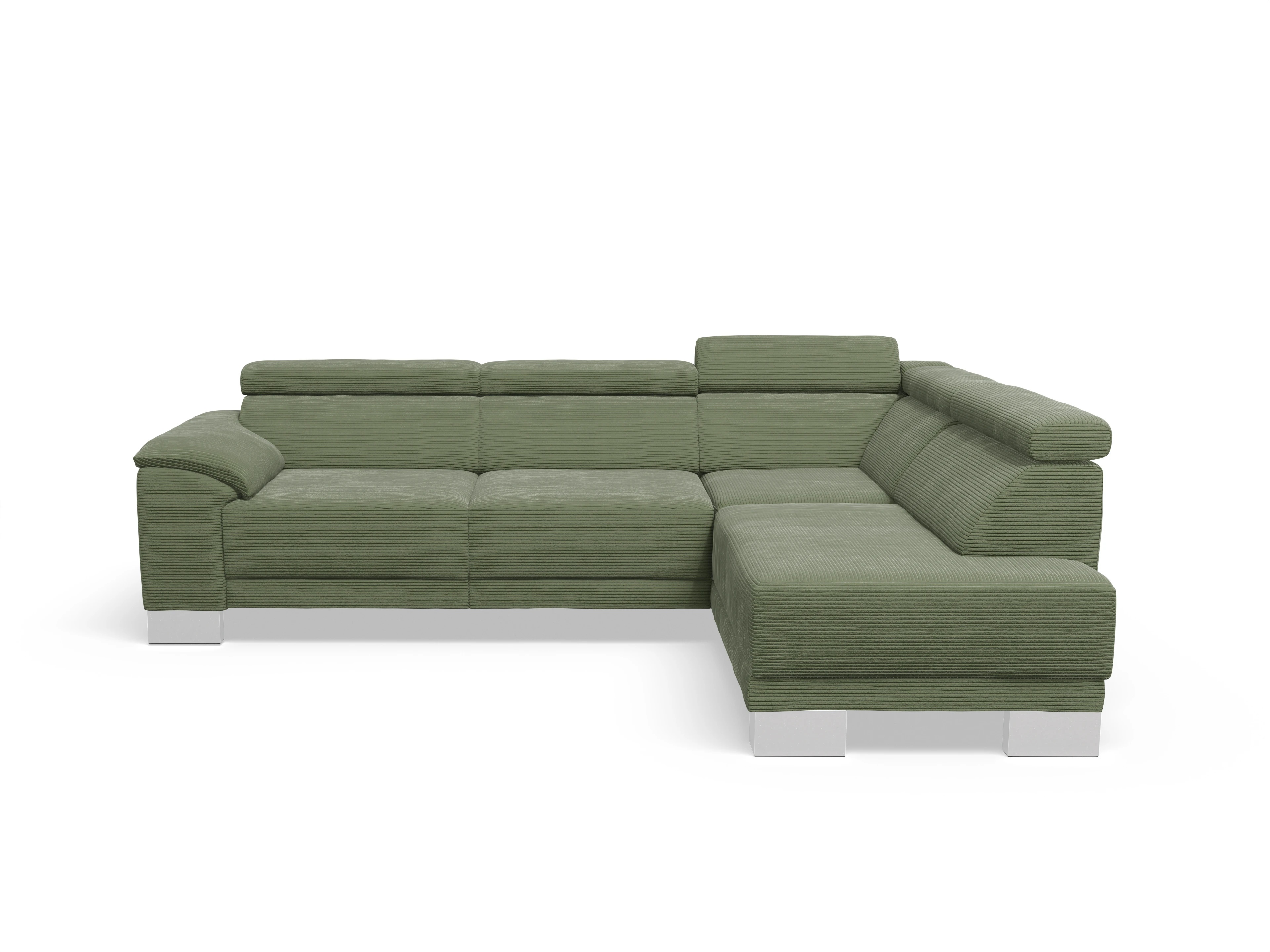 Ansicht des Produktes Antonio Ecksofa rechts Abschluss offen in Stoff Grün