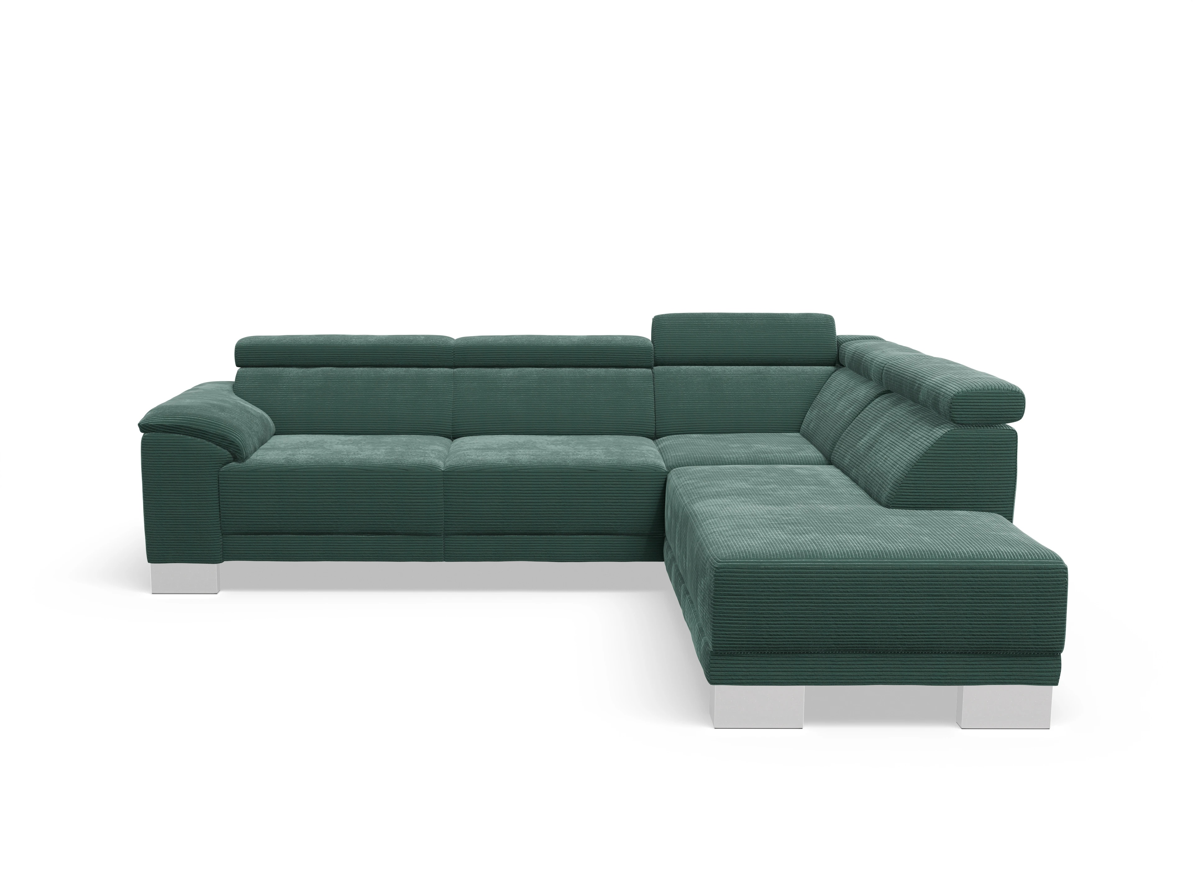 Ansicht des Produktes Antonio Ecksofa rechts Abschluss offen in Stoff Grün
