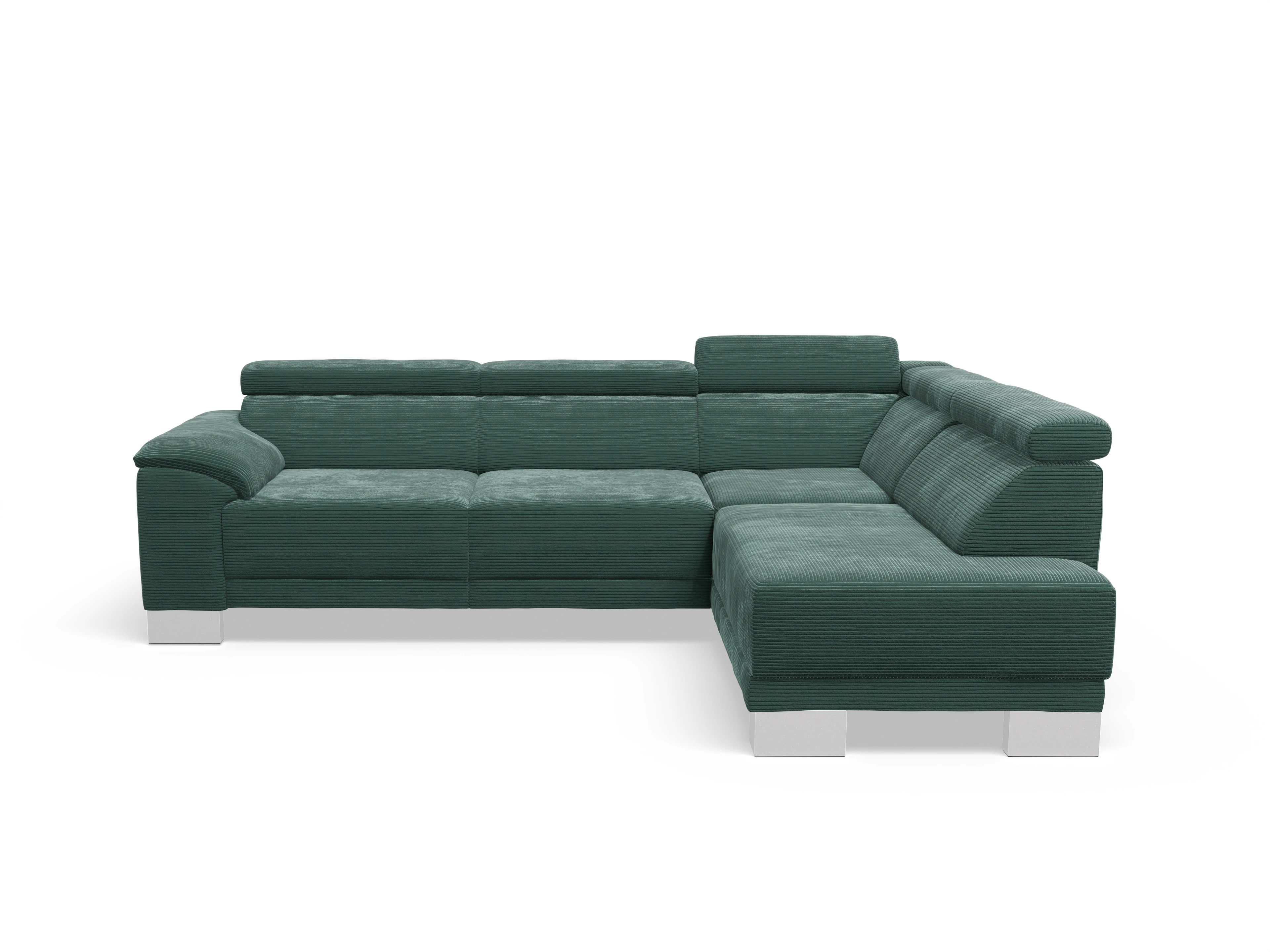 Antonio Ecksofa UM Medium R Ansicht des Produktes Antonio Ecksofa rechts Abschluss offen in Stoff Grün