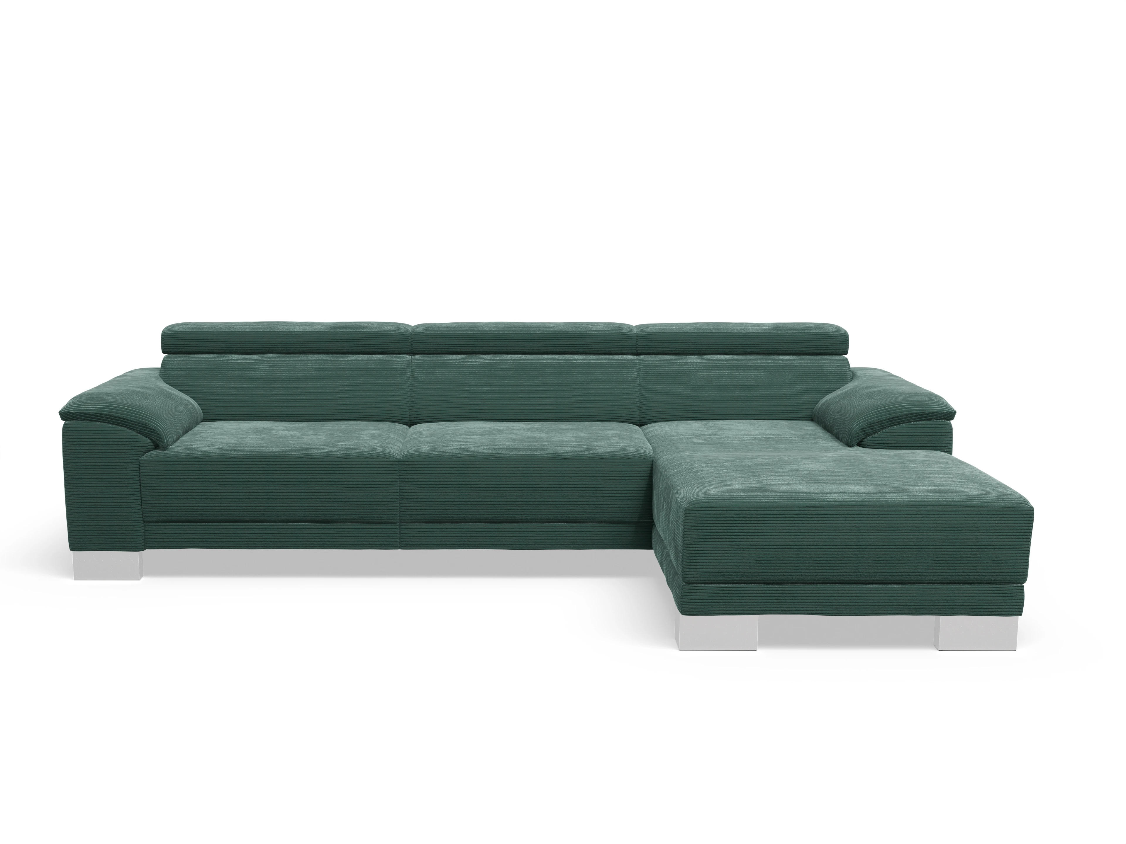 Ansicht des Produktes Antonio Ecksofa rechts Abschluss offen in Stoff Grün