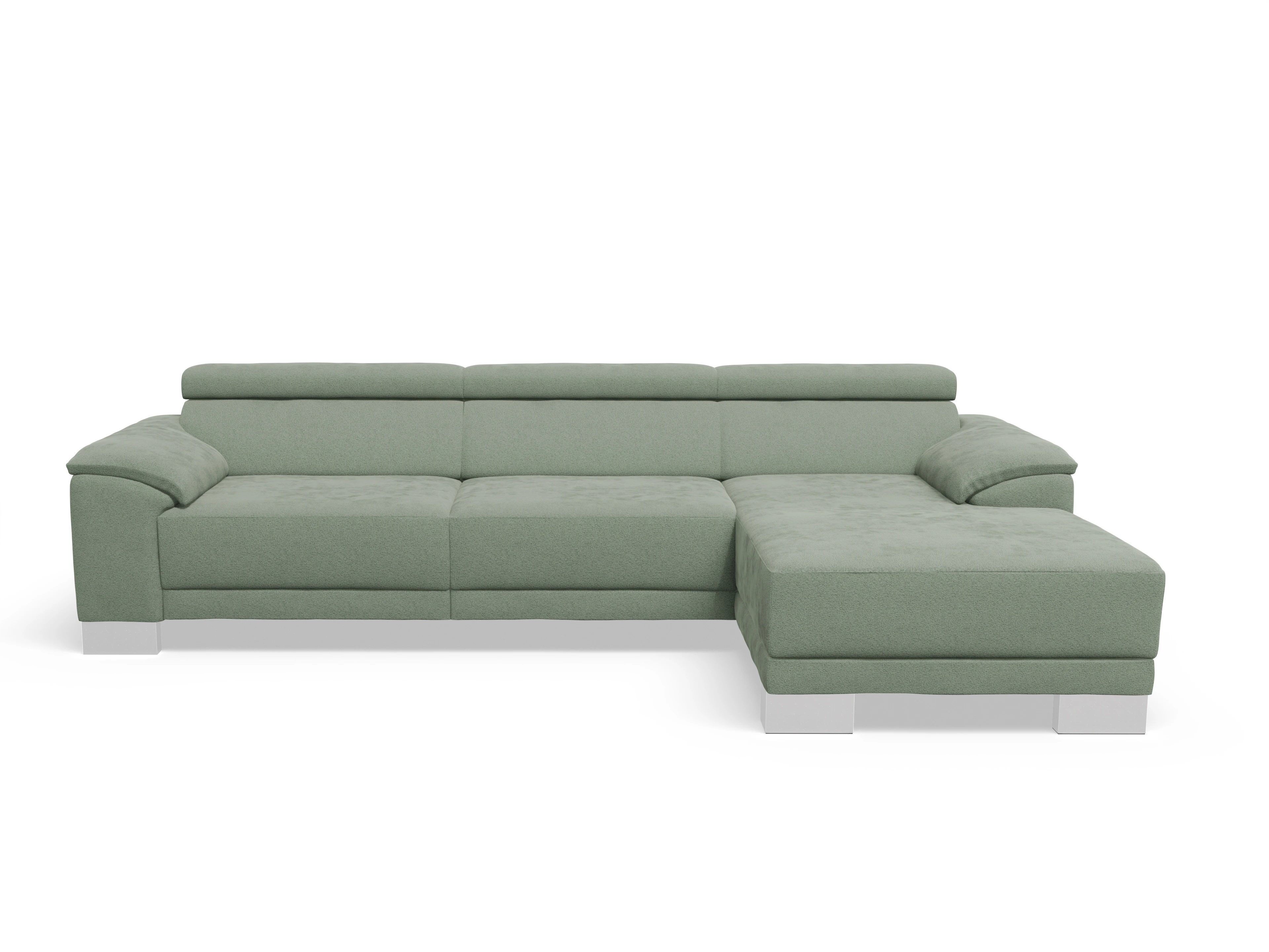 Ansicht des Produktes Antonio Ecksofa rechts Abschluss offen in Stoff Grün
