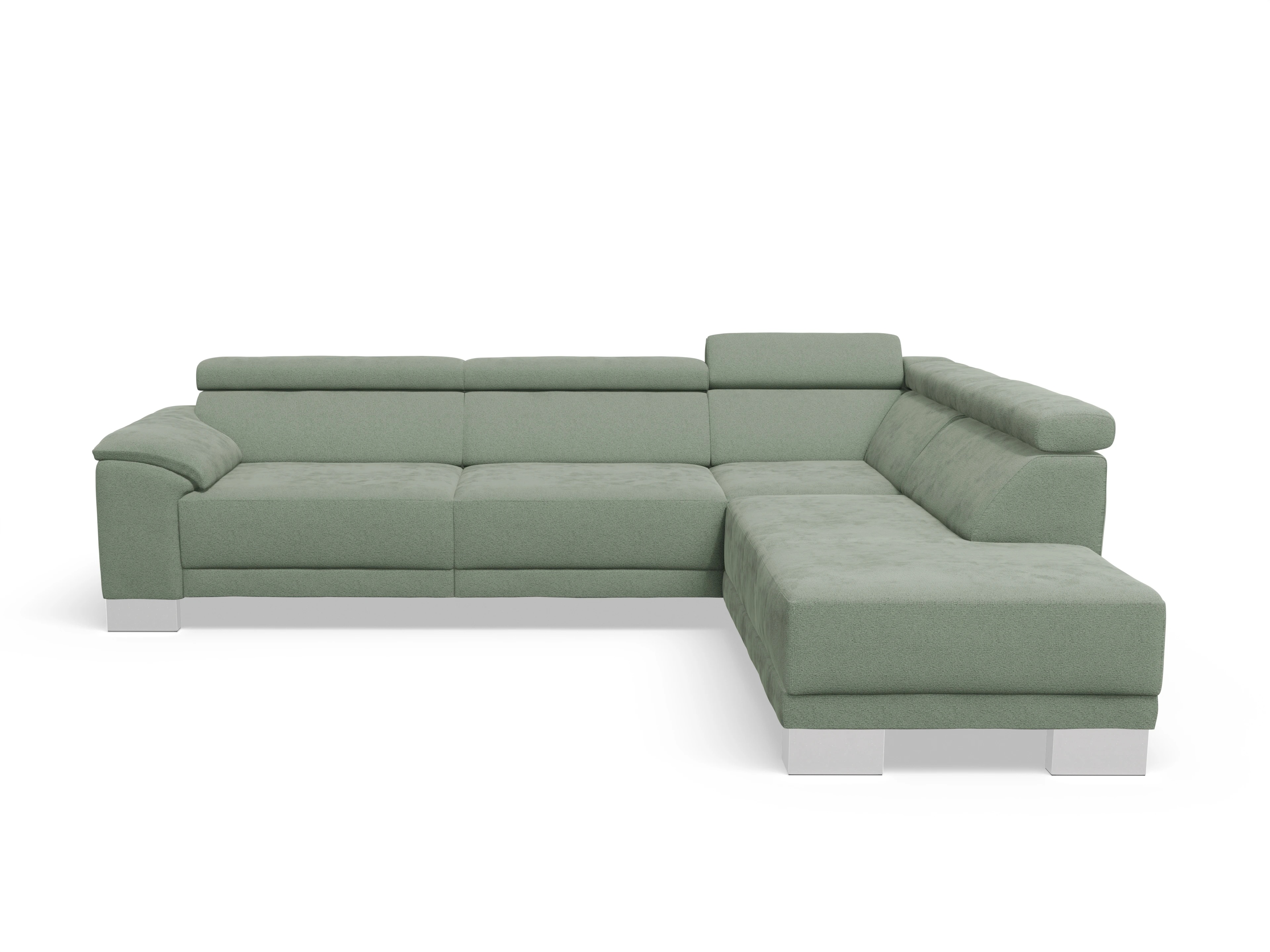 Ansicht des Produktes Antonio Ecksofa rechts Abschluss offen in Stoff Grün