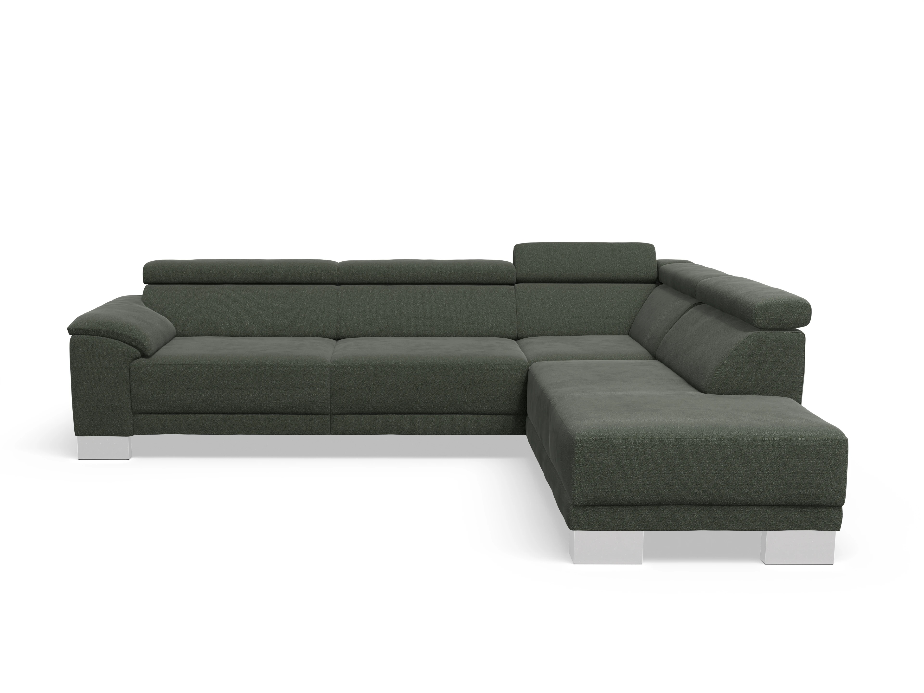 Ansicht des Produktes Antonio Ecksofa rechts Abschluss offen in Stoff Grün