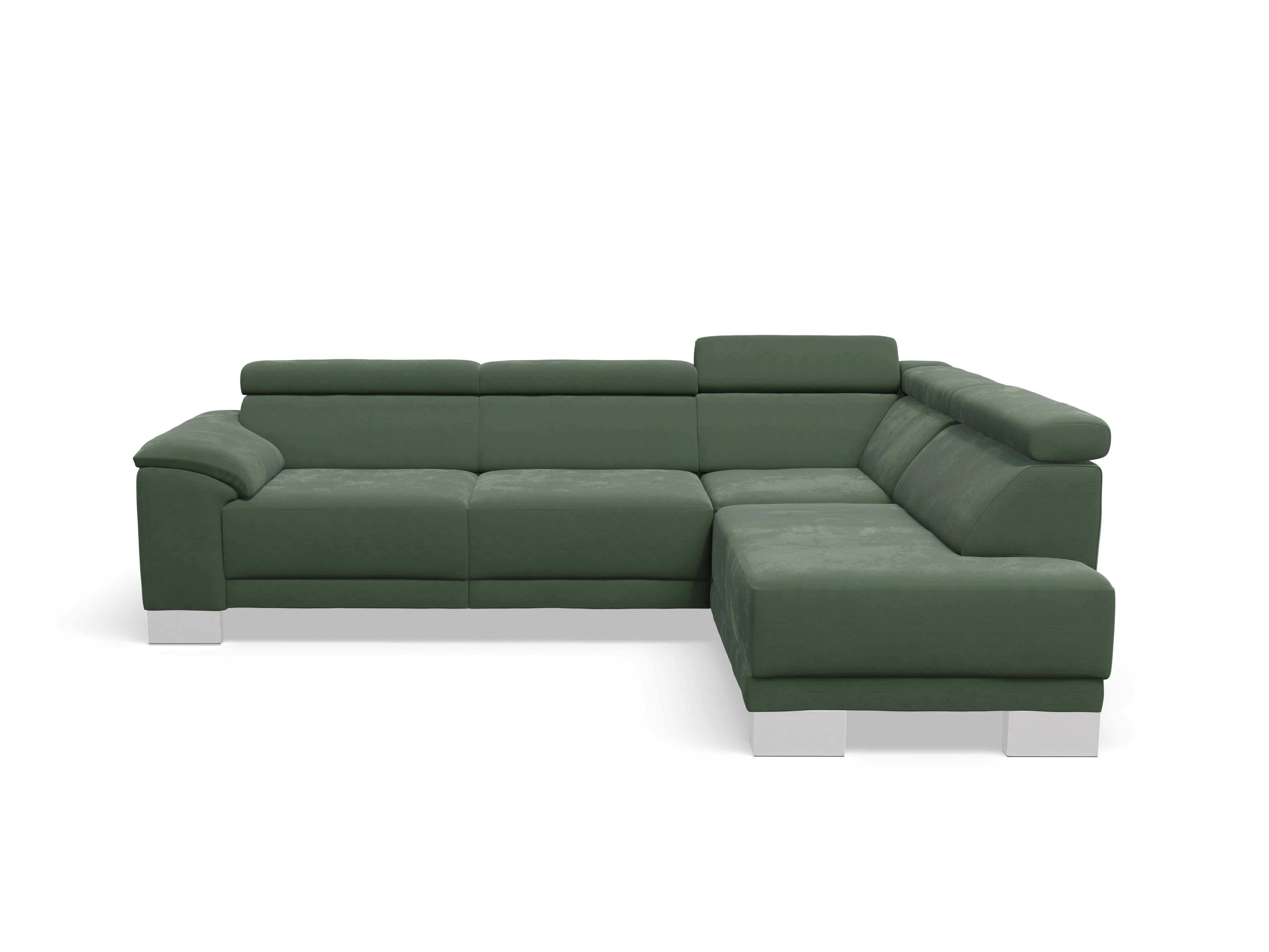 Ansicht des Produktes Antonio Ecksofa rechts Abschluss offen in Stoff Grün