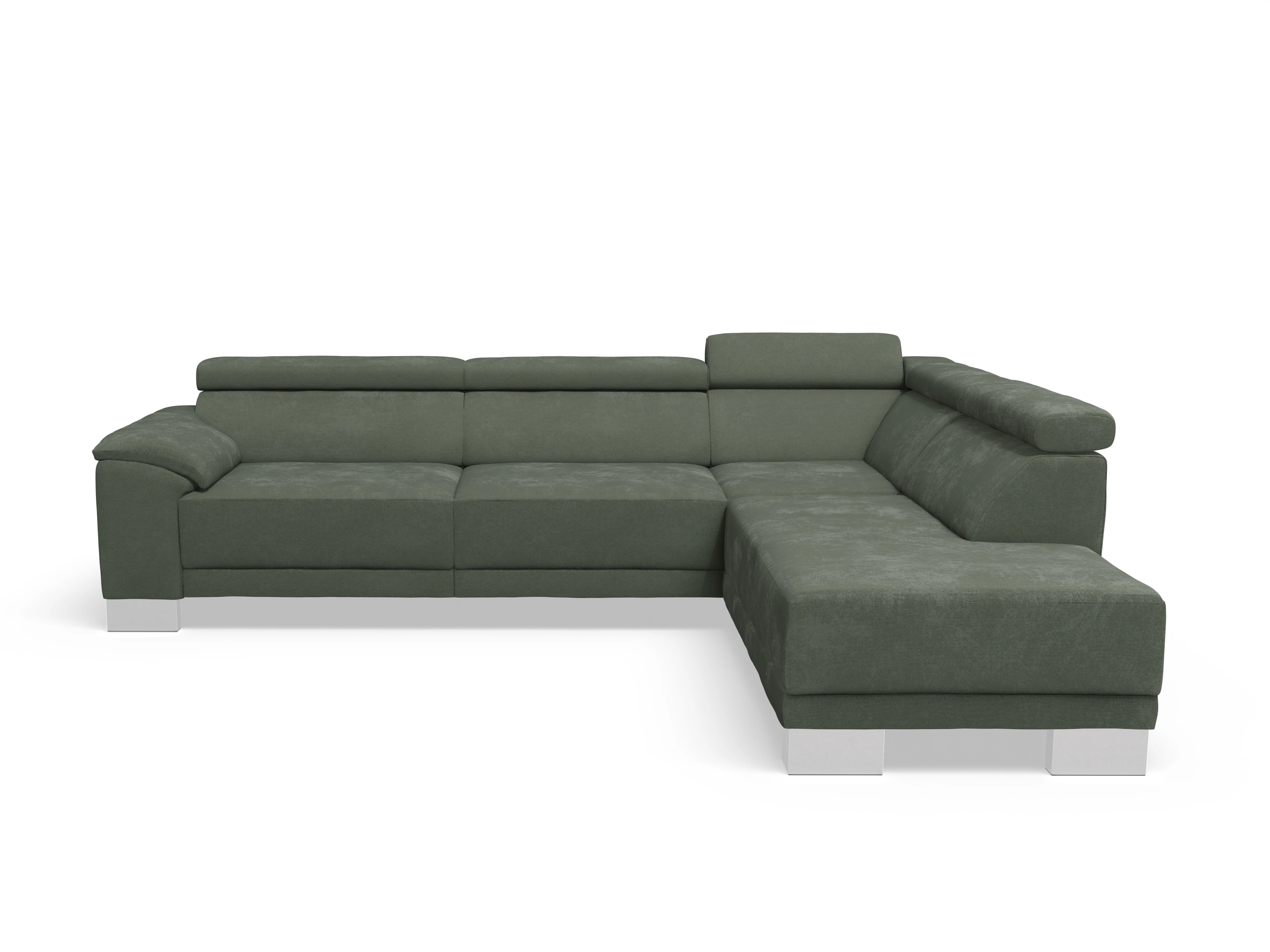 Antonio Ecksofa UM Large Plus R Ansicht des Produktes Antonio Ecksofa rechts Abschluss offen in Stoff Grün
