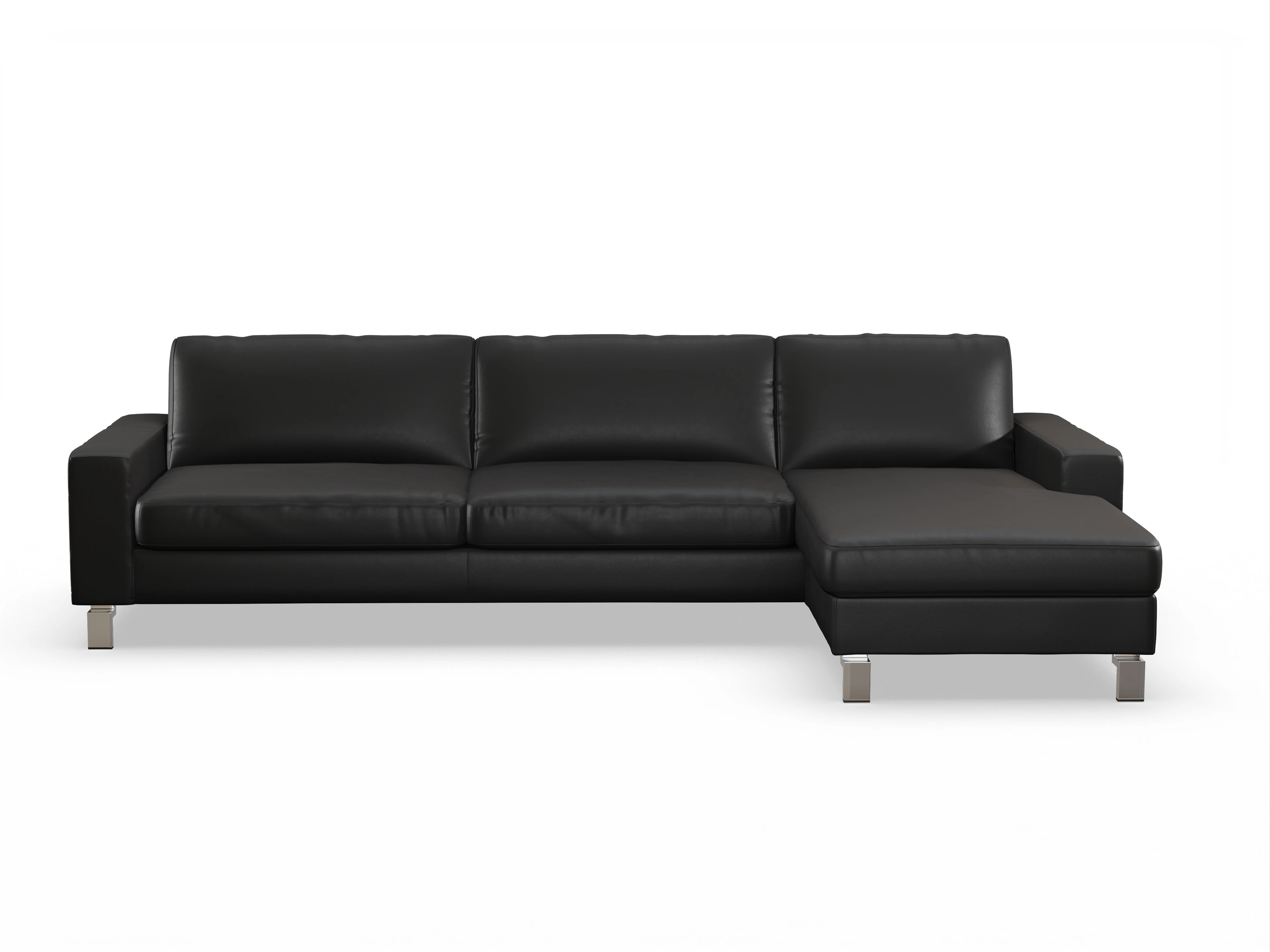 Ansicht des Produktes Indiana Ecksofa rechts Abschluss offen in Leder Schwarz