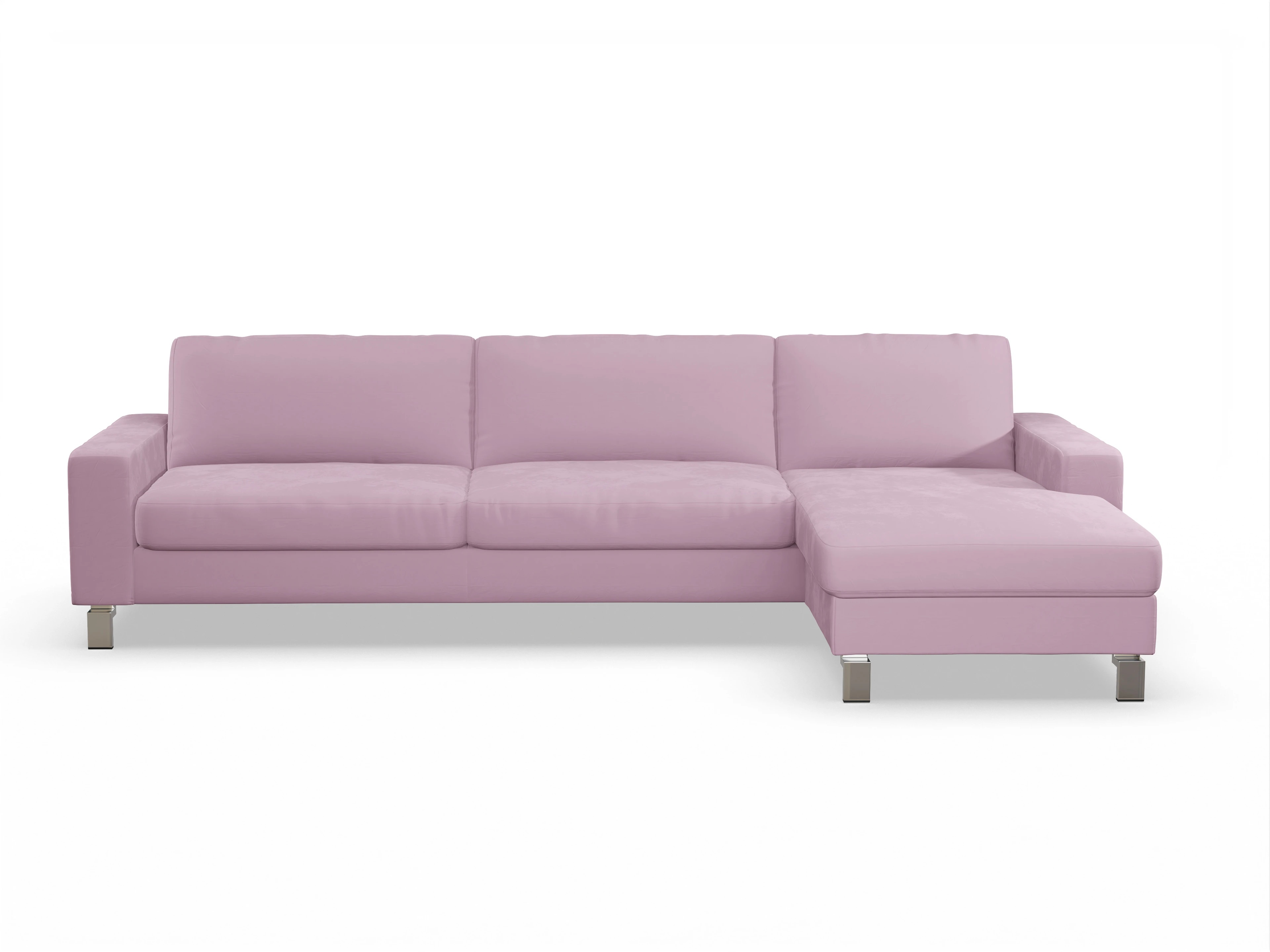 Ansicht des Produktes Indiana Ecksofa rechts Abschluss offen in Stoff Rosa