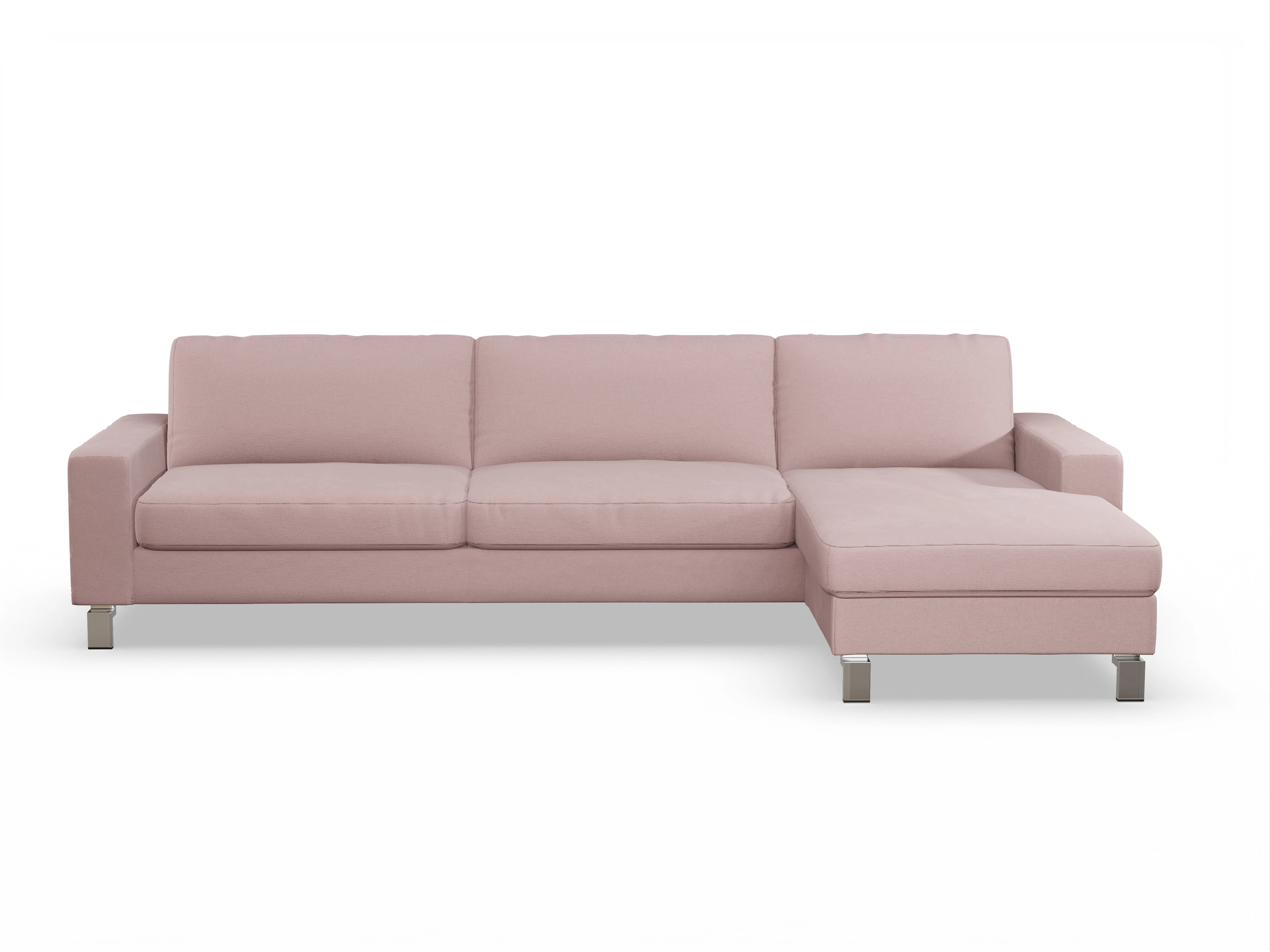 Ansicht des Produktes Indiana Ecksofa rechts Abschluss offen in Stoff Rosa