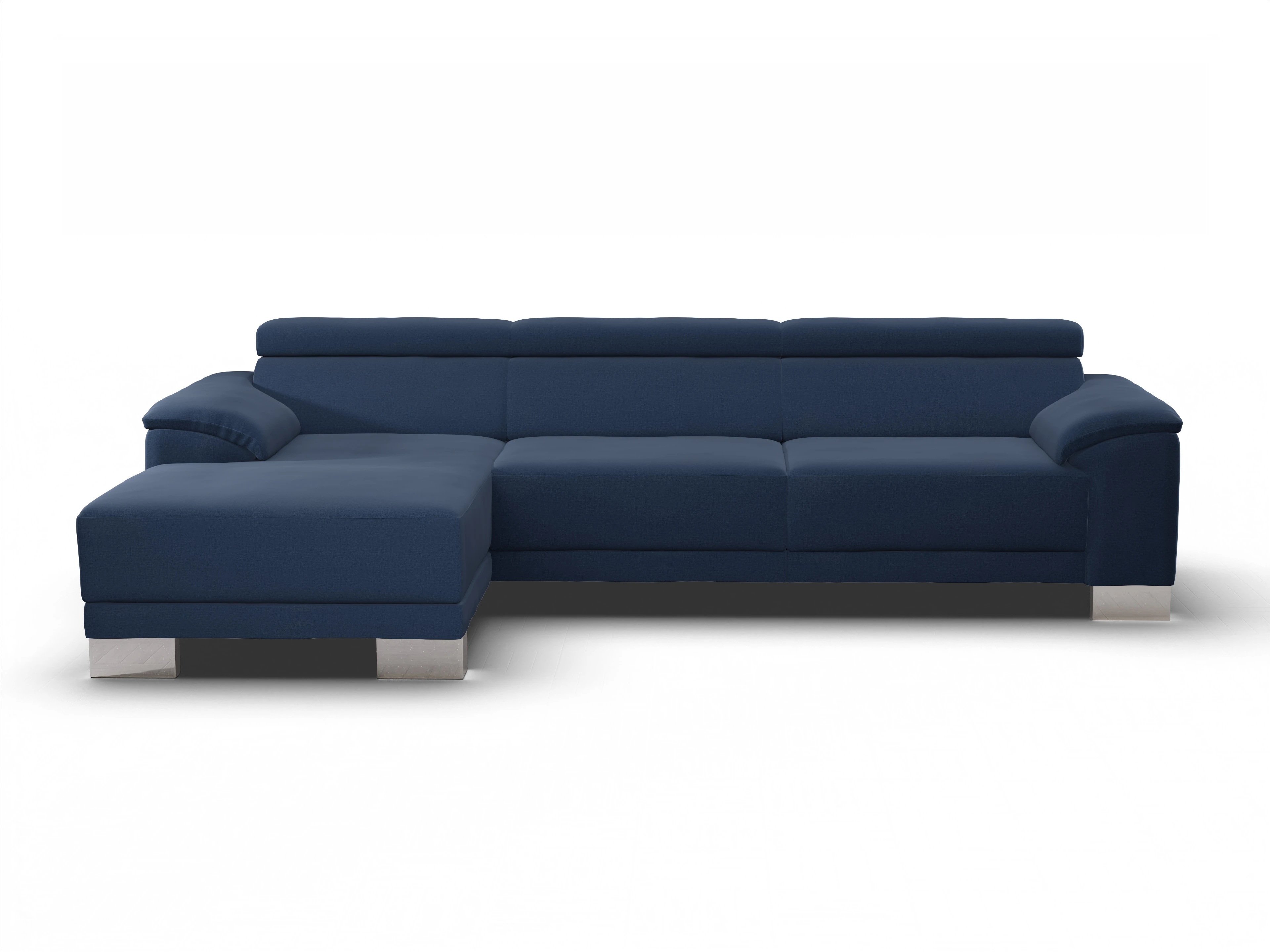 Ansicht des Produktes Antonio Ecksofa links Abschluss offen in Stoff Blau