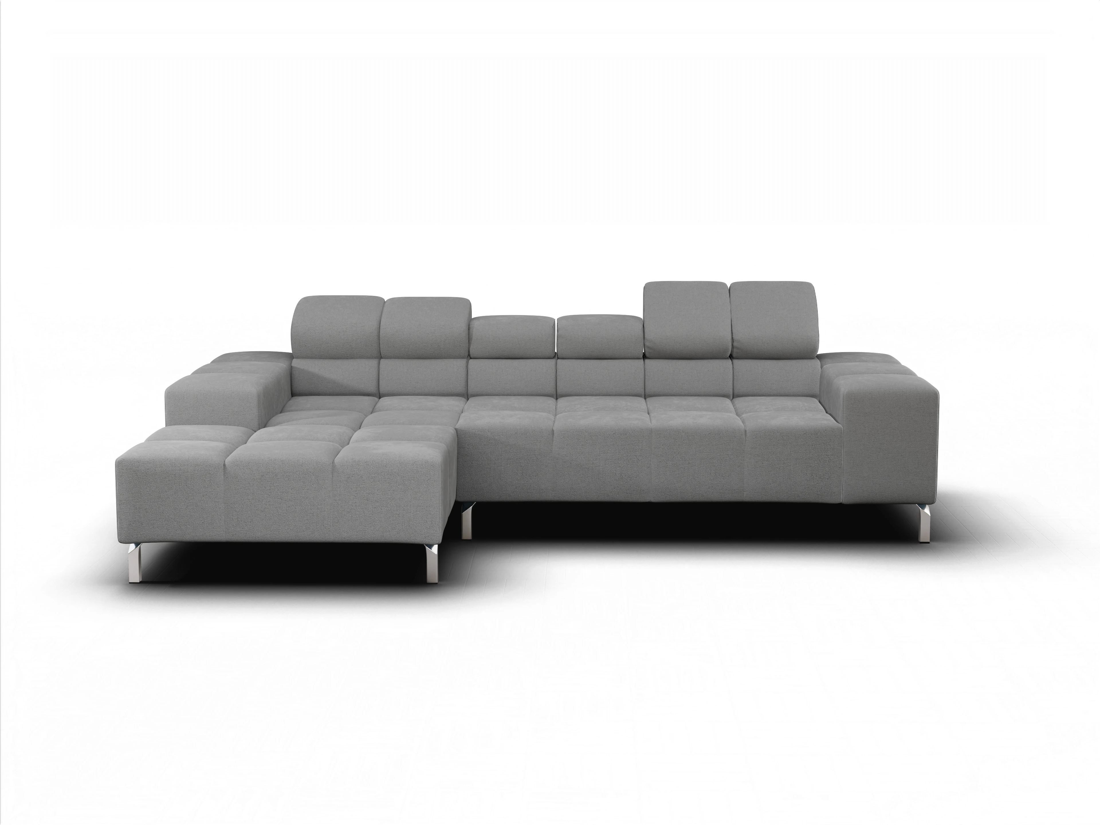 Wilo Ecksofa Longchair L Ansicht des Produktes Wilo Ecksofa links Abschluss offen in Stoff Grau