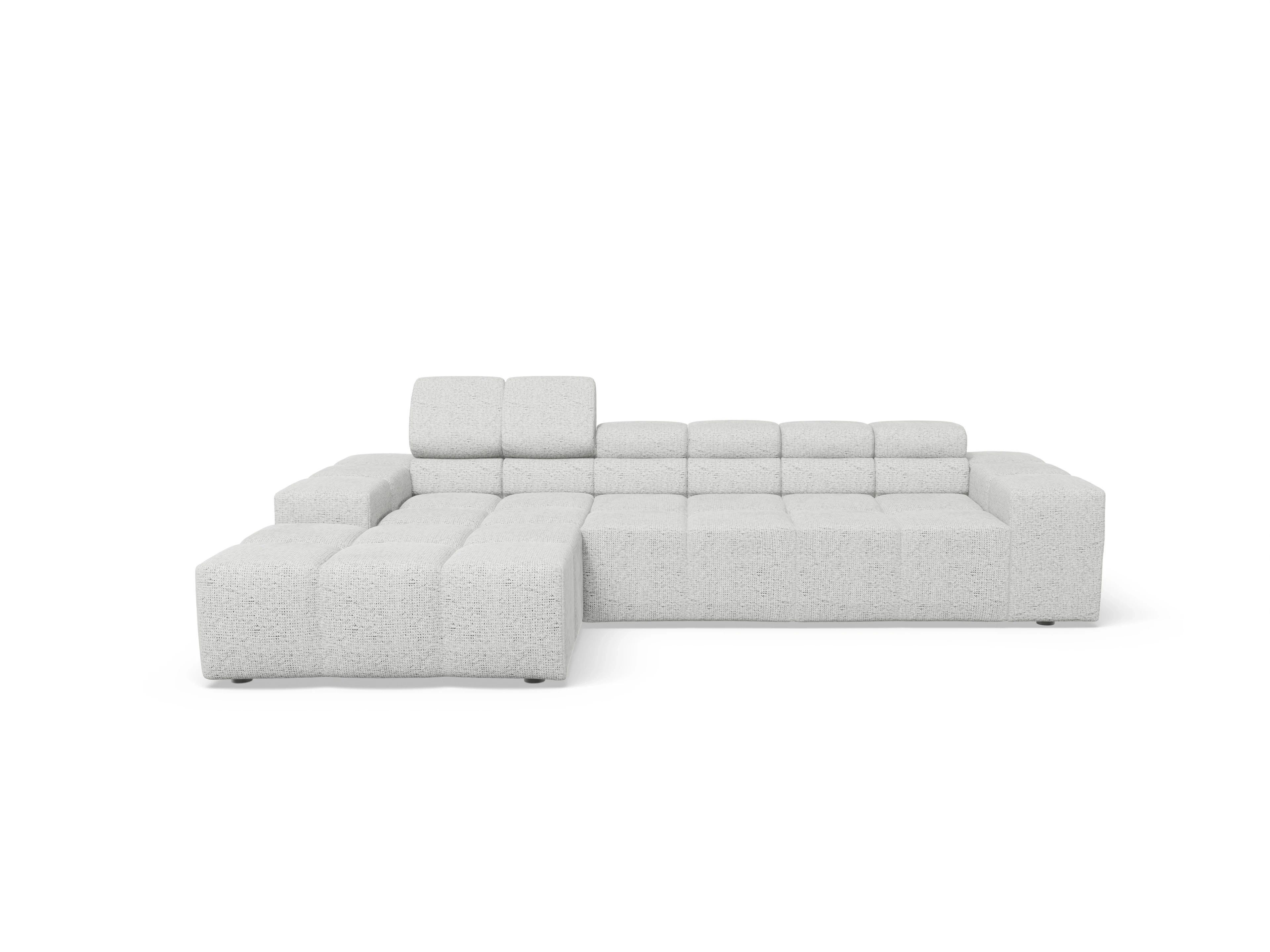 Camara Ecksofa Longchair Medium L Ansicht des Produktes Camara 2.0 Ecksofa links Abschluss offen in Stoff Grau