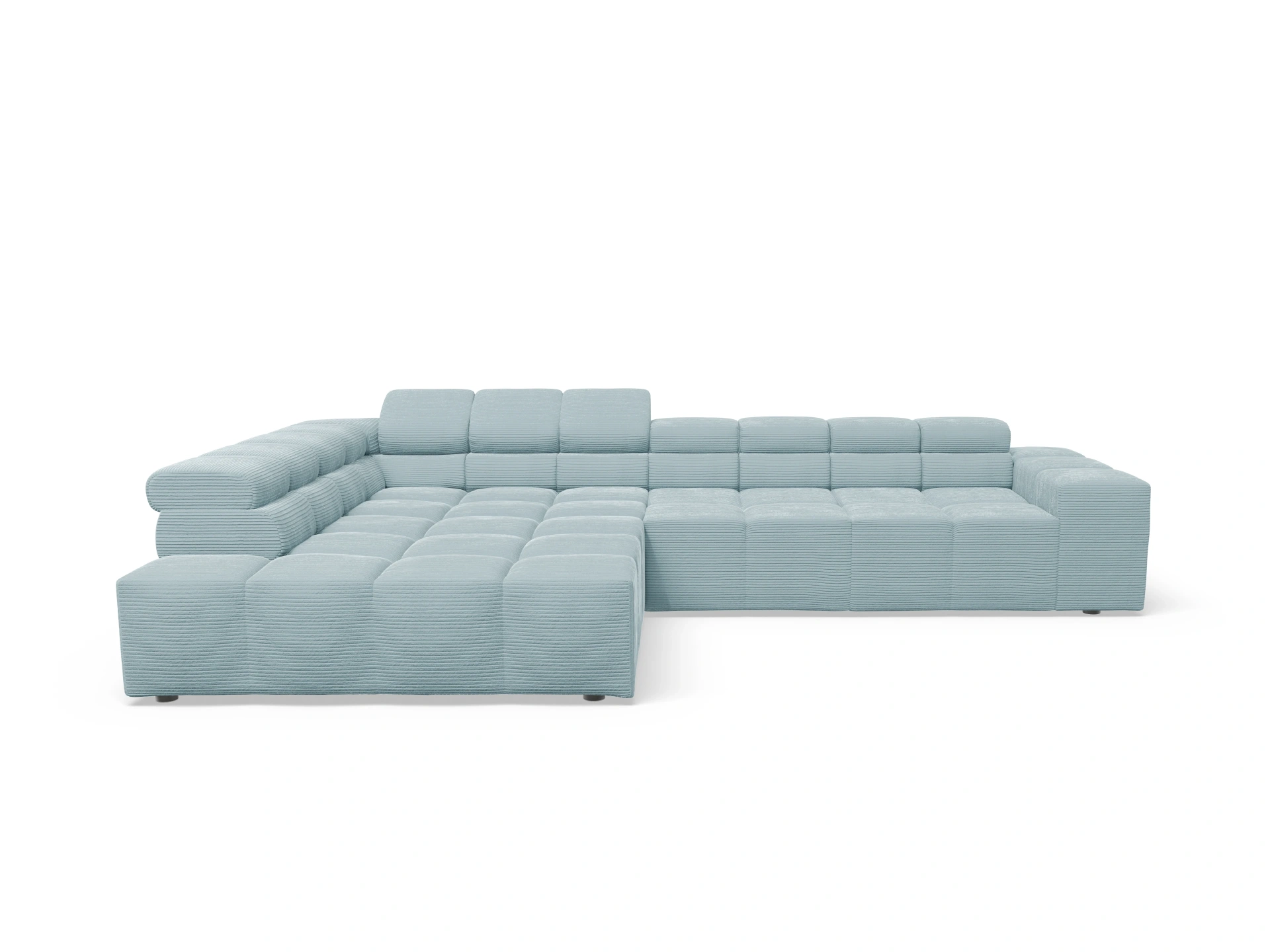Ansicht des Produktes Camara 2.0 Ecksofa links Abschluss offen in Stoff Blau