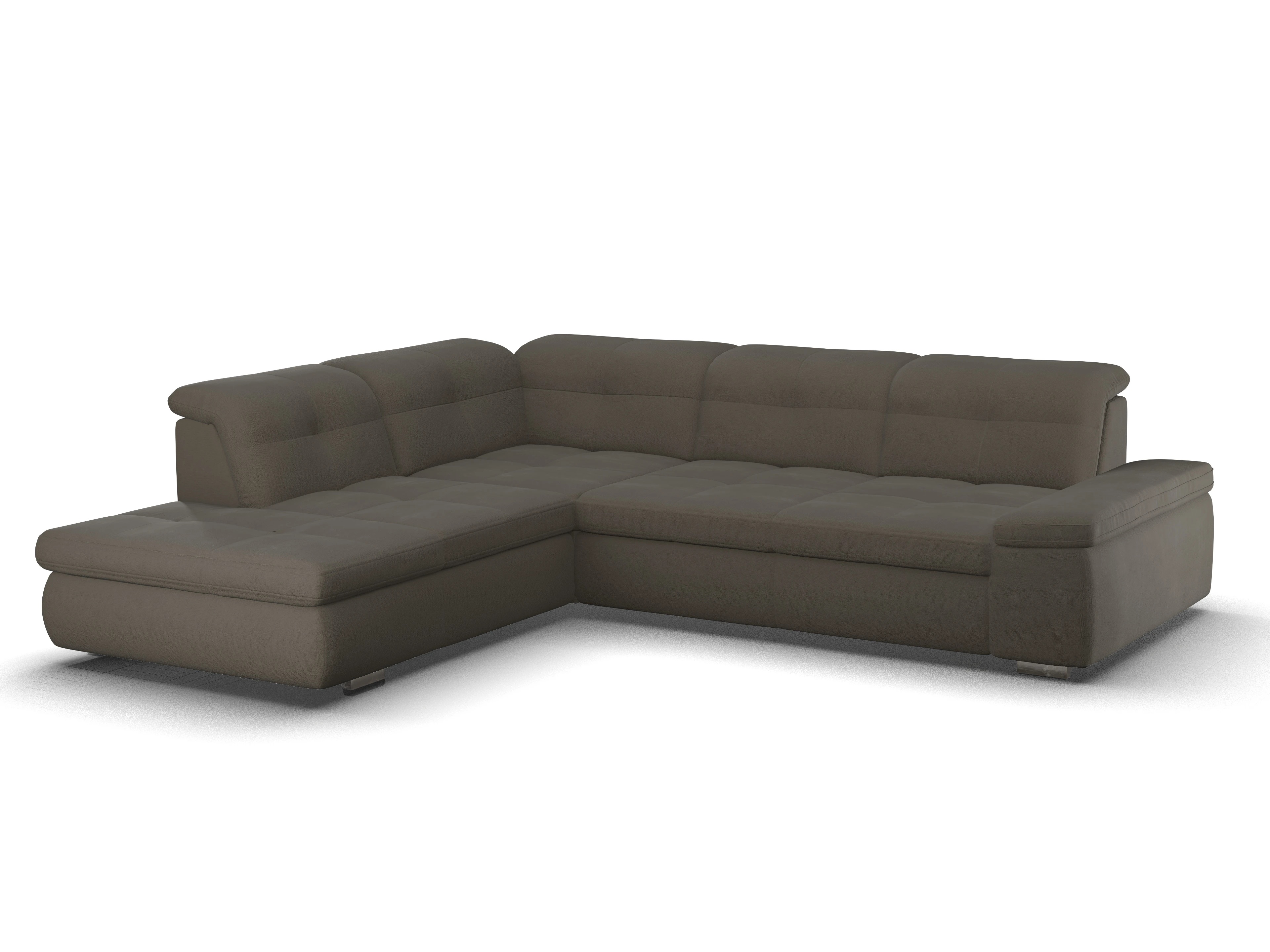 Ansicht des Produktes SC Smart 1001 Ecksofa links Abschluss offen in Stoff Braun