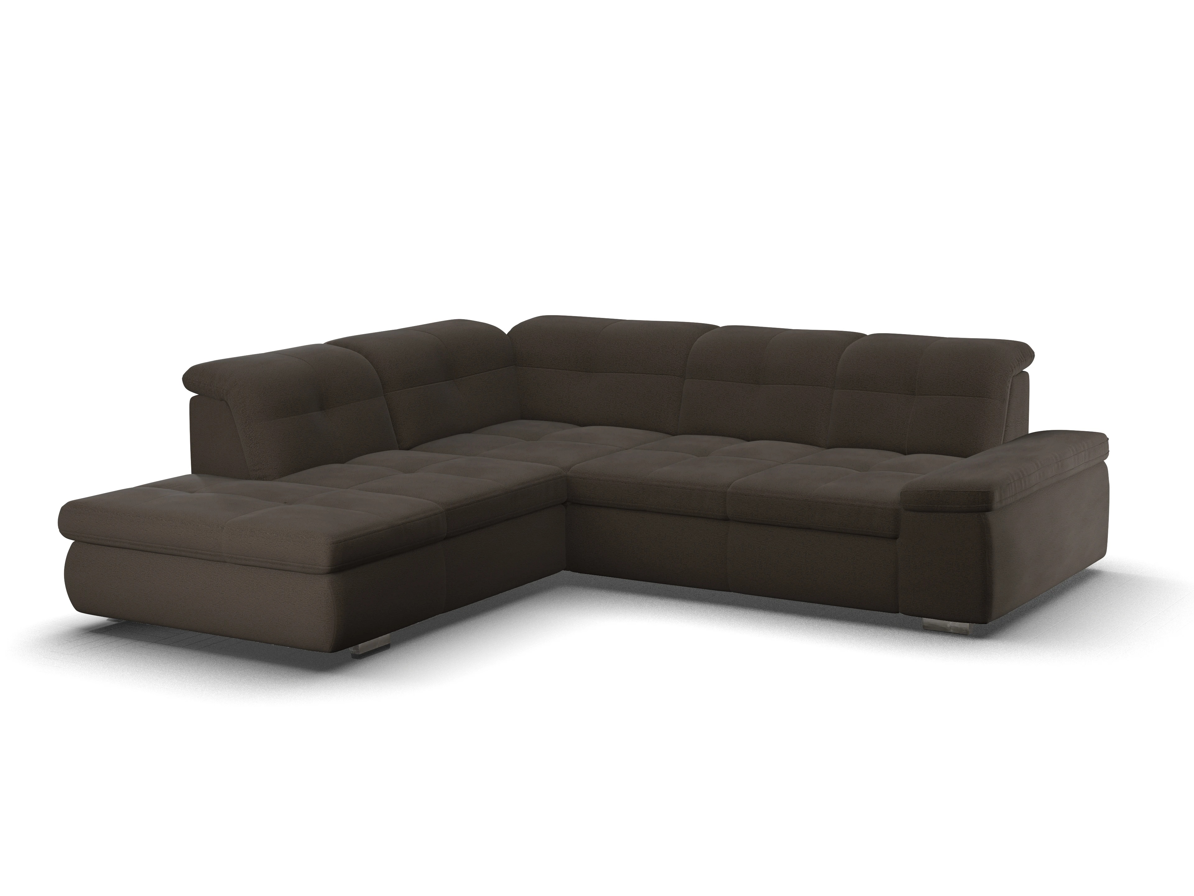 Ansicht des Produktes SC Smart 1001 Ecksofa links Abschluss offen in Stoff Braun