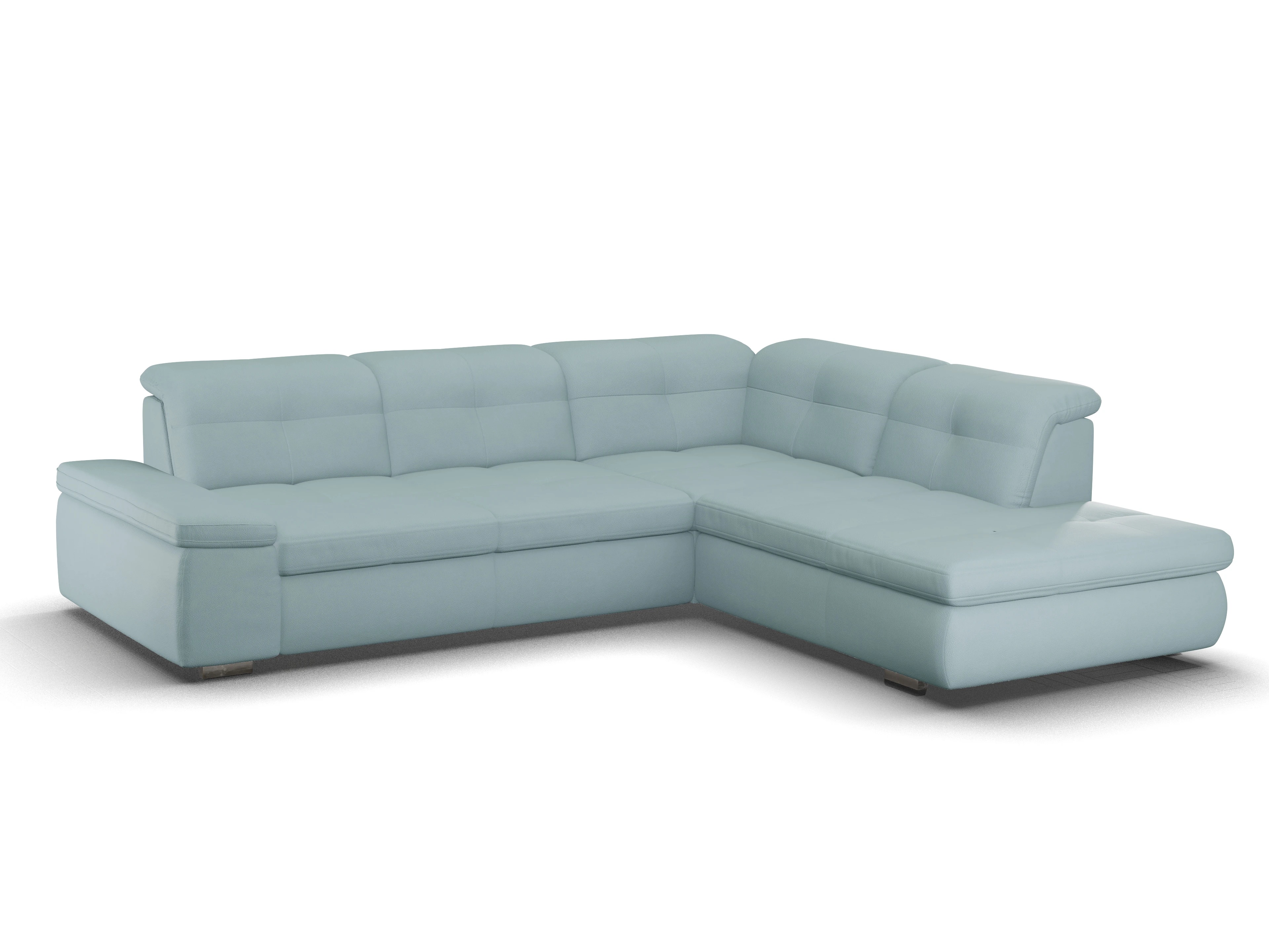 Sitz Concept smart 1001 Ecksofa 1,5Aho SE Large R Ansicht des Produktes SC Smart 1001 Ecksofa rechts Abschluss offen in Stoff Blau