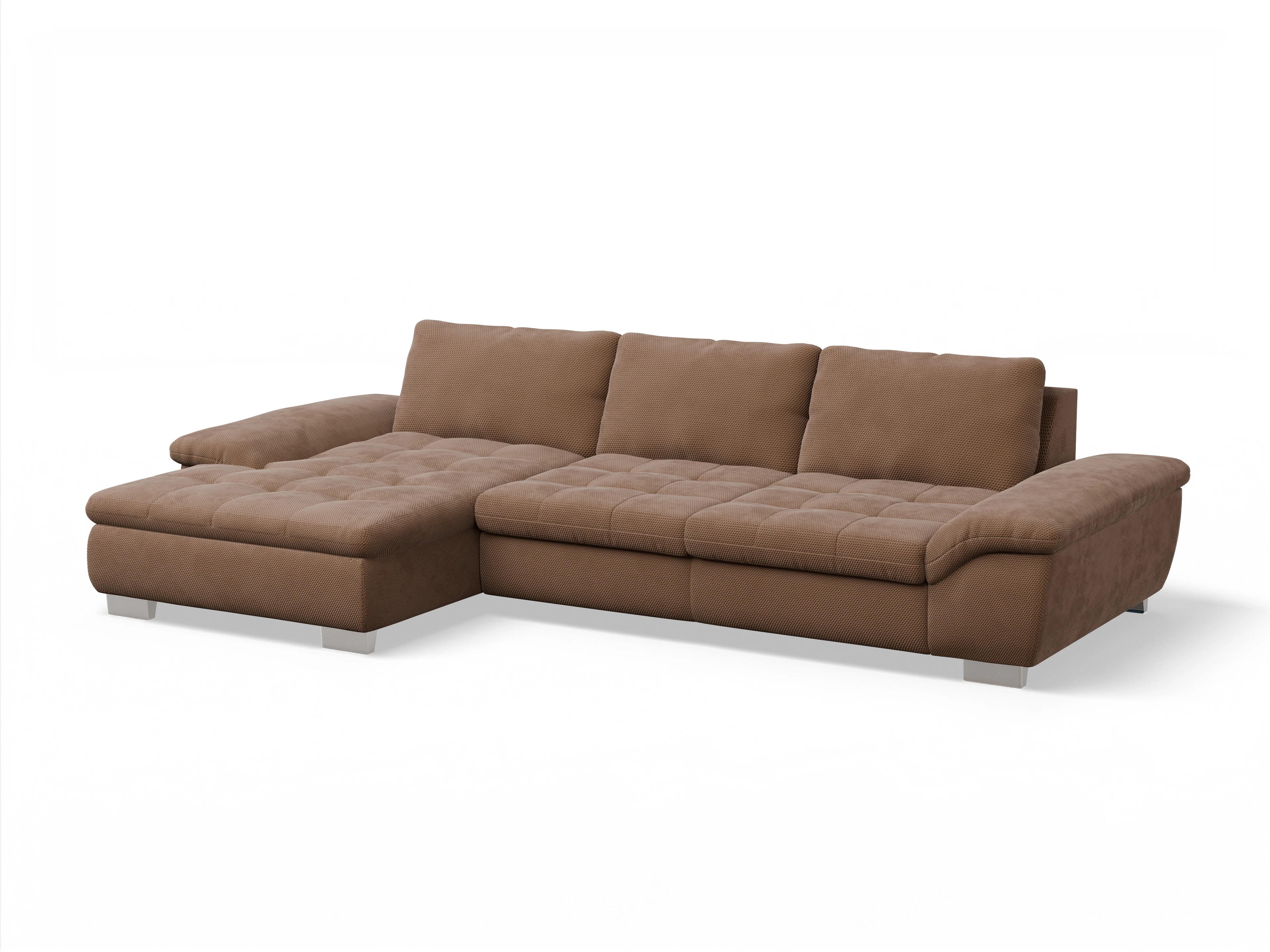 Ansicht des Produktes SC Smart 1007 Ecksofa links Abschluss offen in Stoff Braun