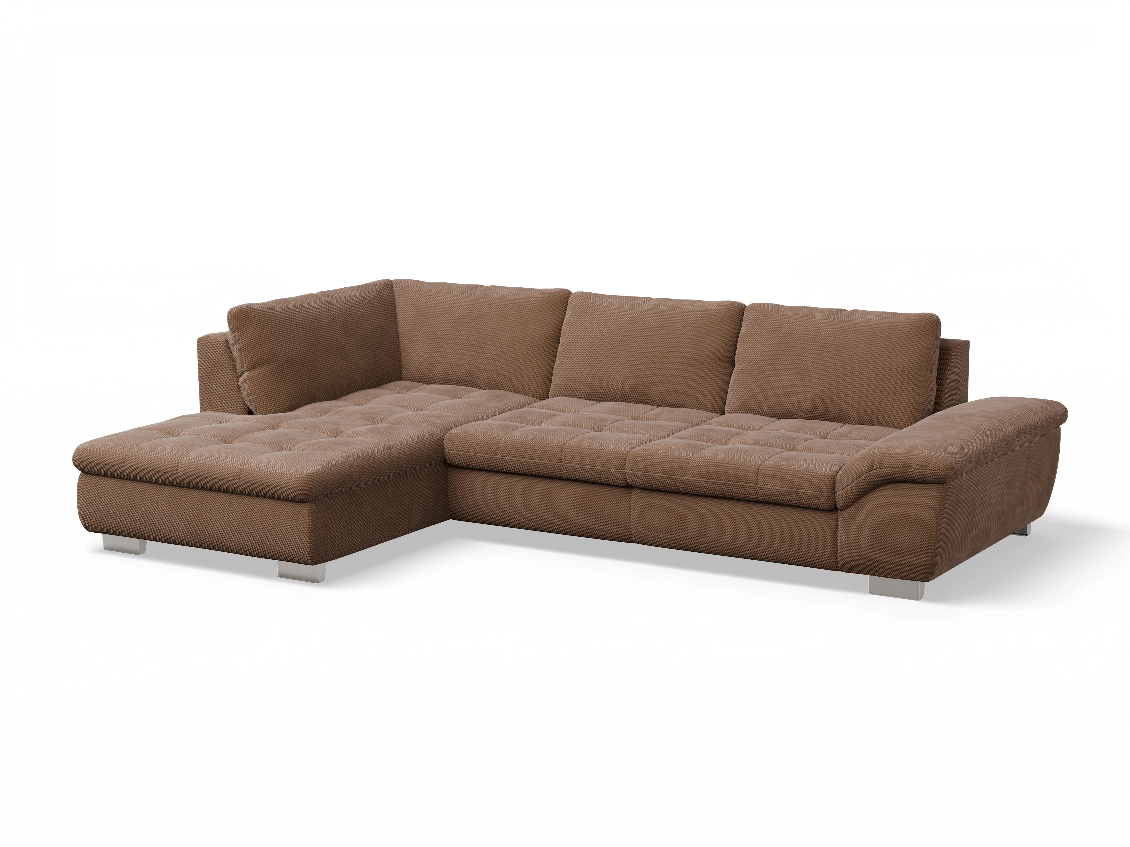 Ansicht des Produktes SC Smart 1007 Ecksofa links Abschluss offen in Stoff Braun