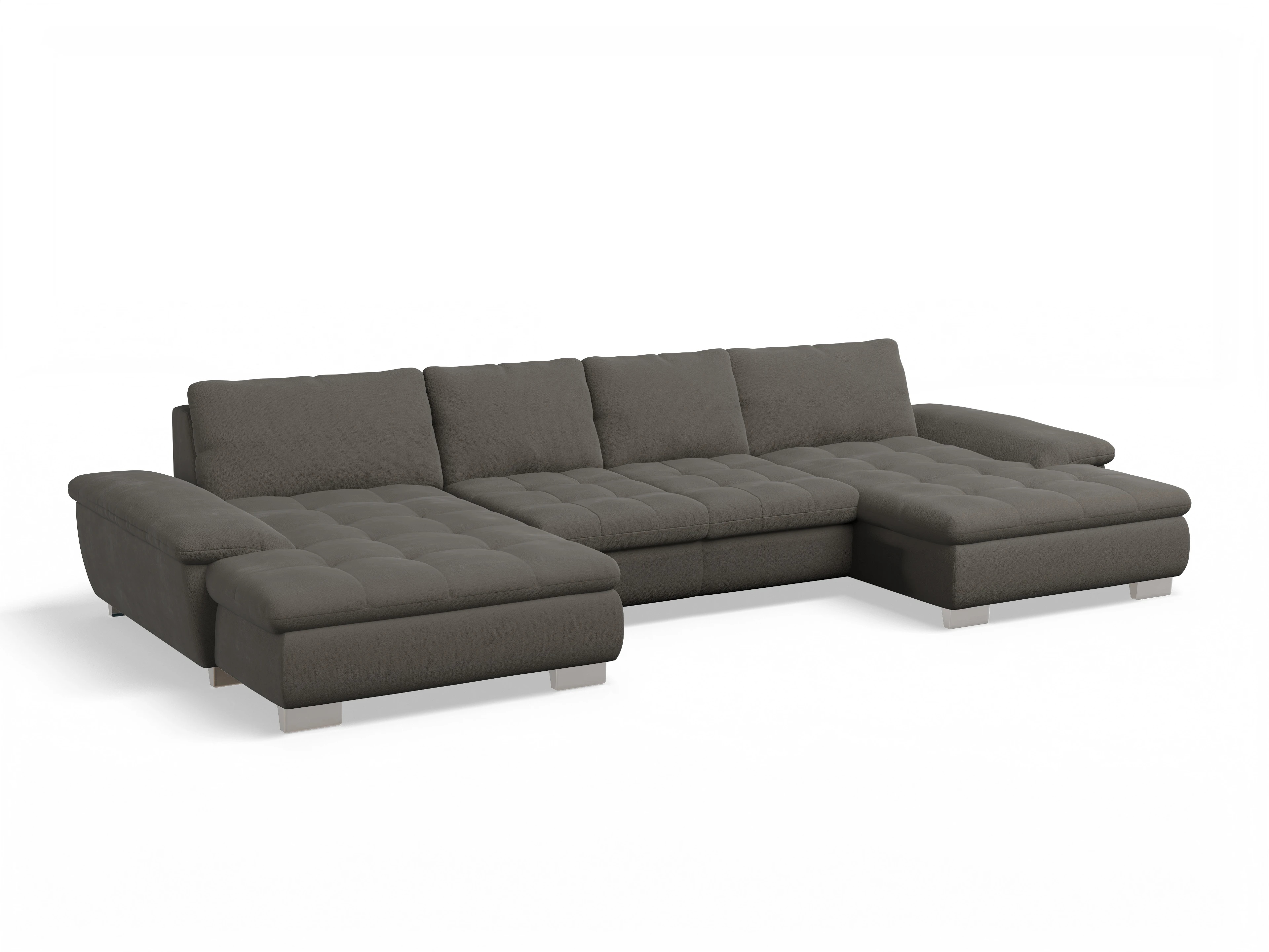 Ansicht des Produktes SC Smart 1007 Wohnlandschaft offen beidseitig in Stoff Braun