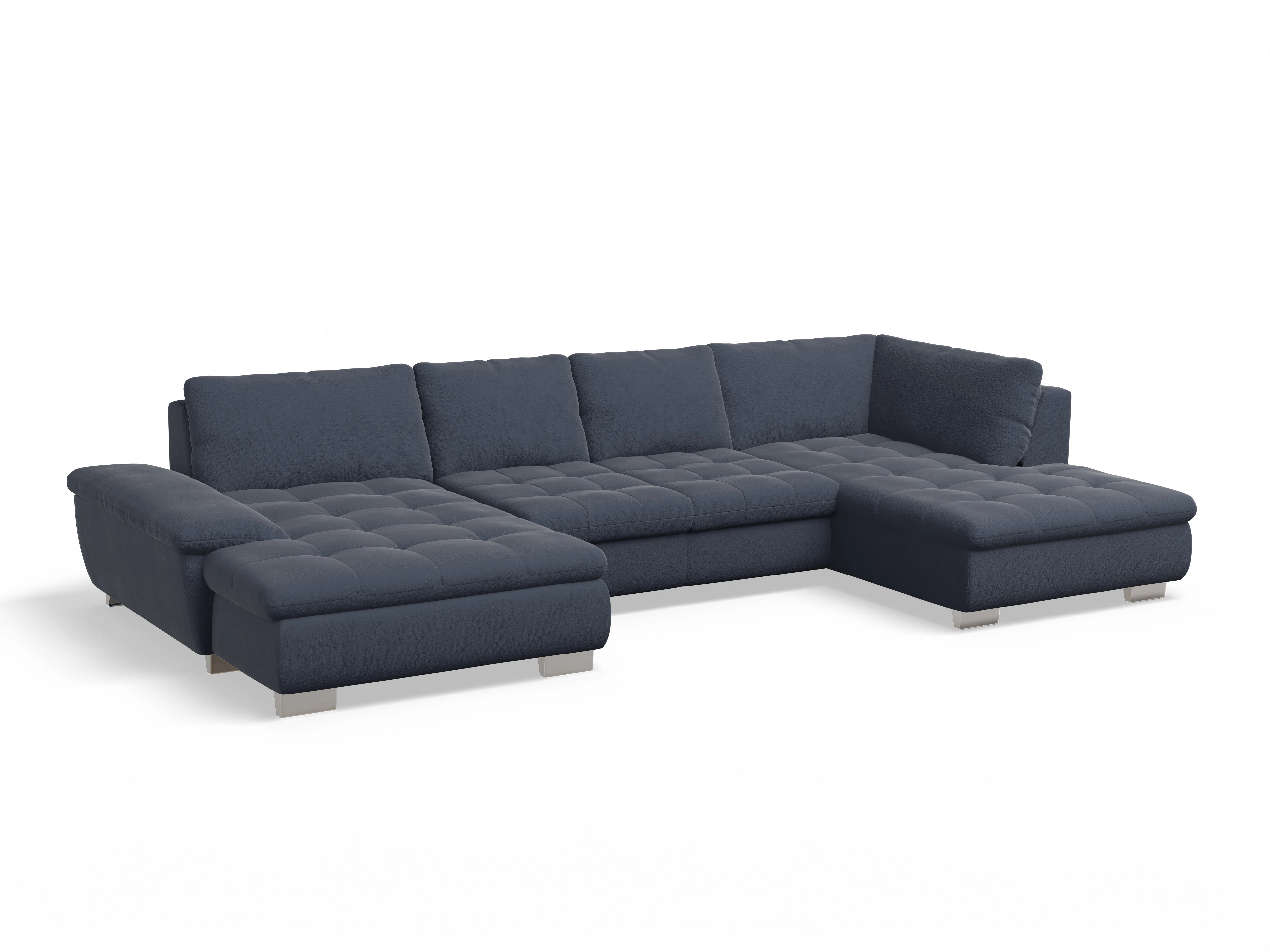 Ansicht des Produktes SC Smart 1007 Wohnlandschaft offen beidseitig in Stoff Blau