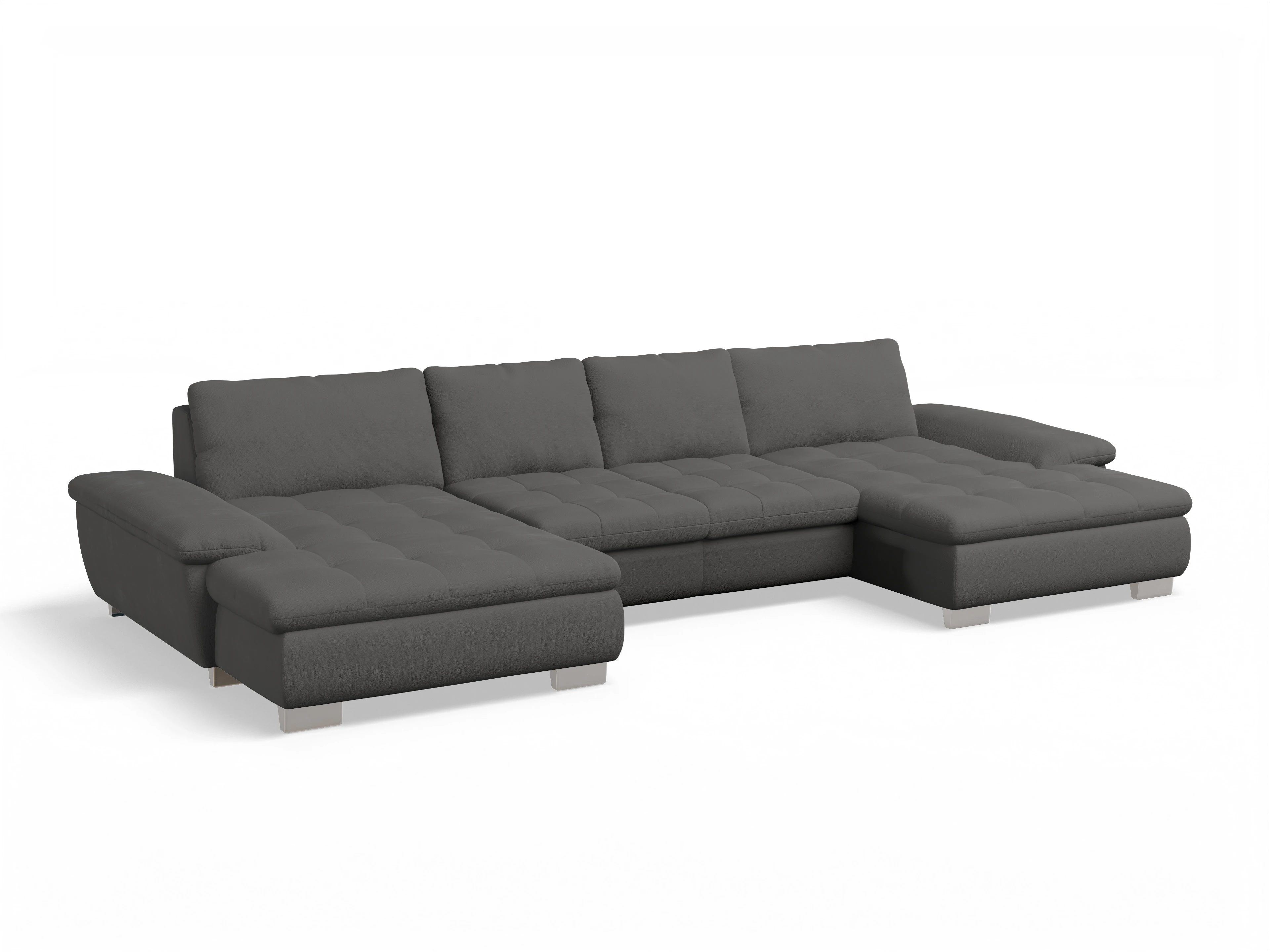 Ansicht des Produktes SC Smart 1007 Wohnlandschaft offen beidseitig in Stoff Grau