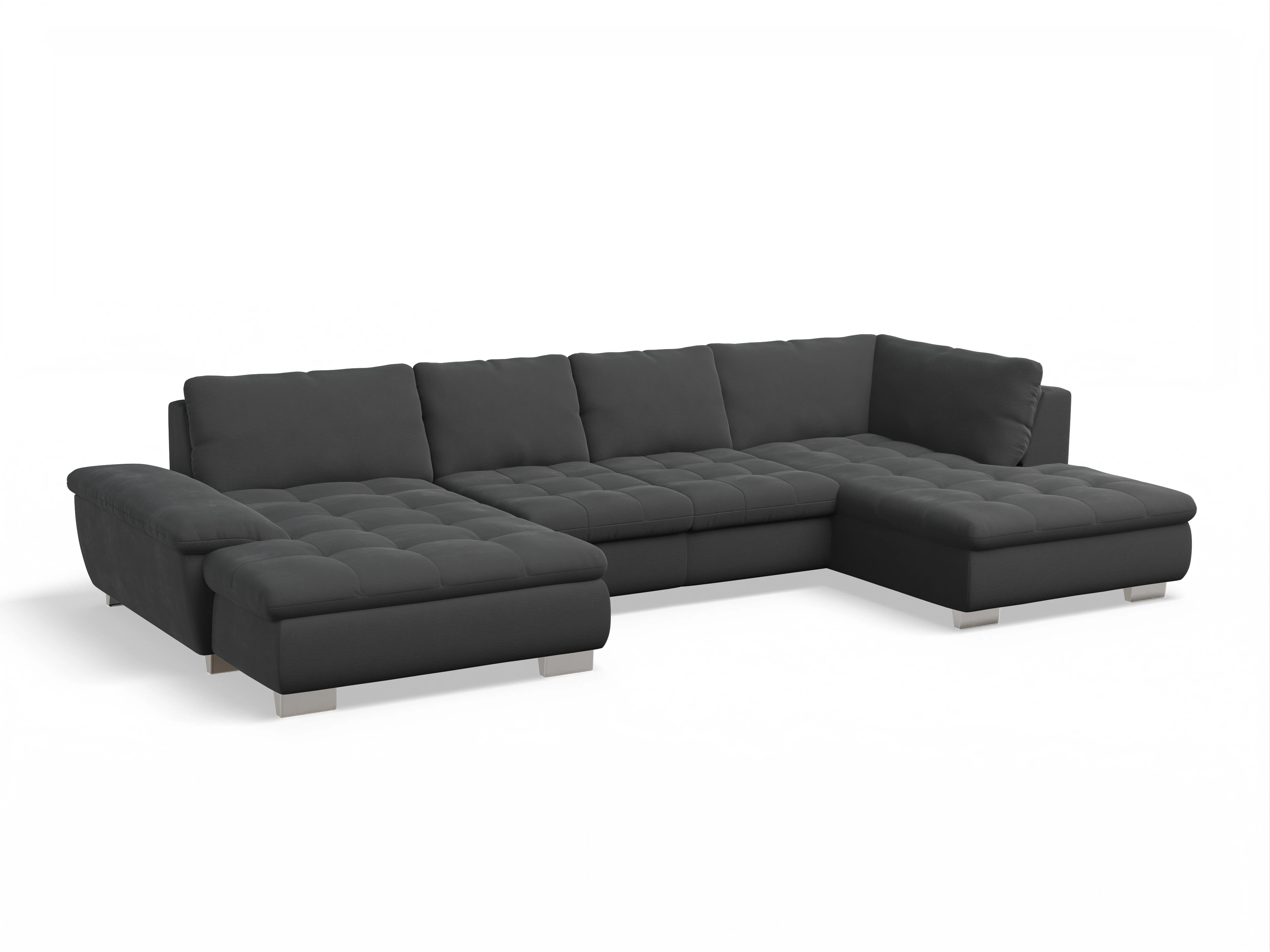 Ansicht des Produktes SC Smart 1007 Wohnlandschaft offen beidseitig in Stoff Schwarz