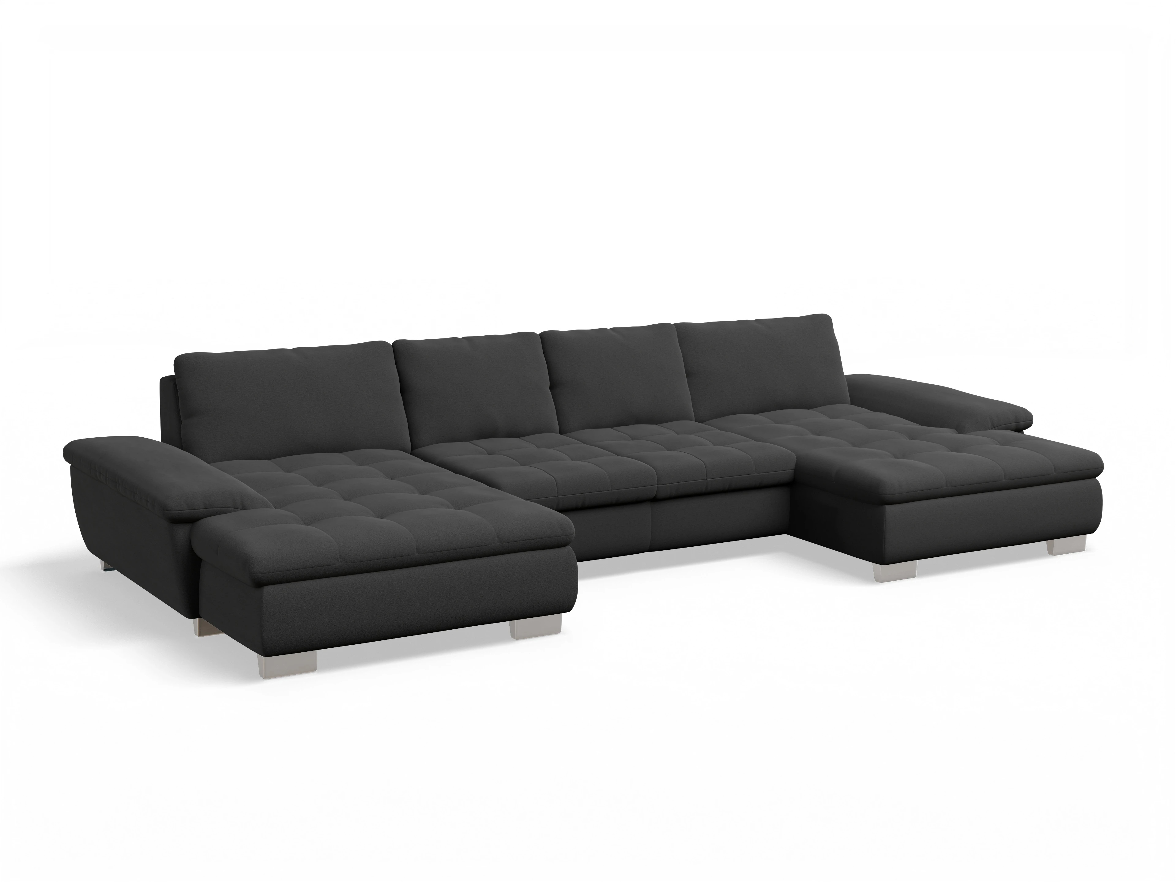 Ansicht des Produktes SC Smart 1007 Wohnlandschaft offen beidseitig in Stoff Grau