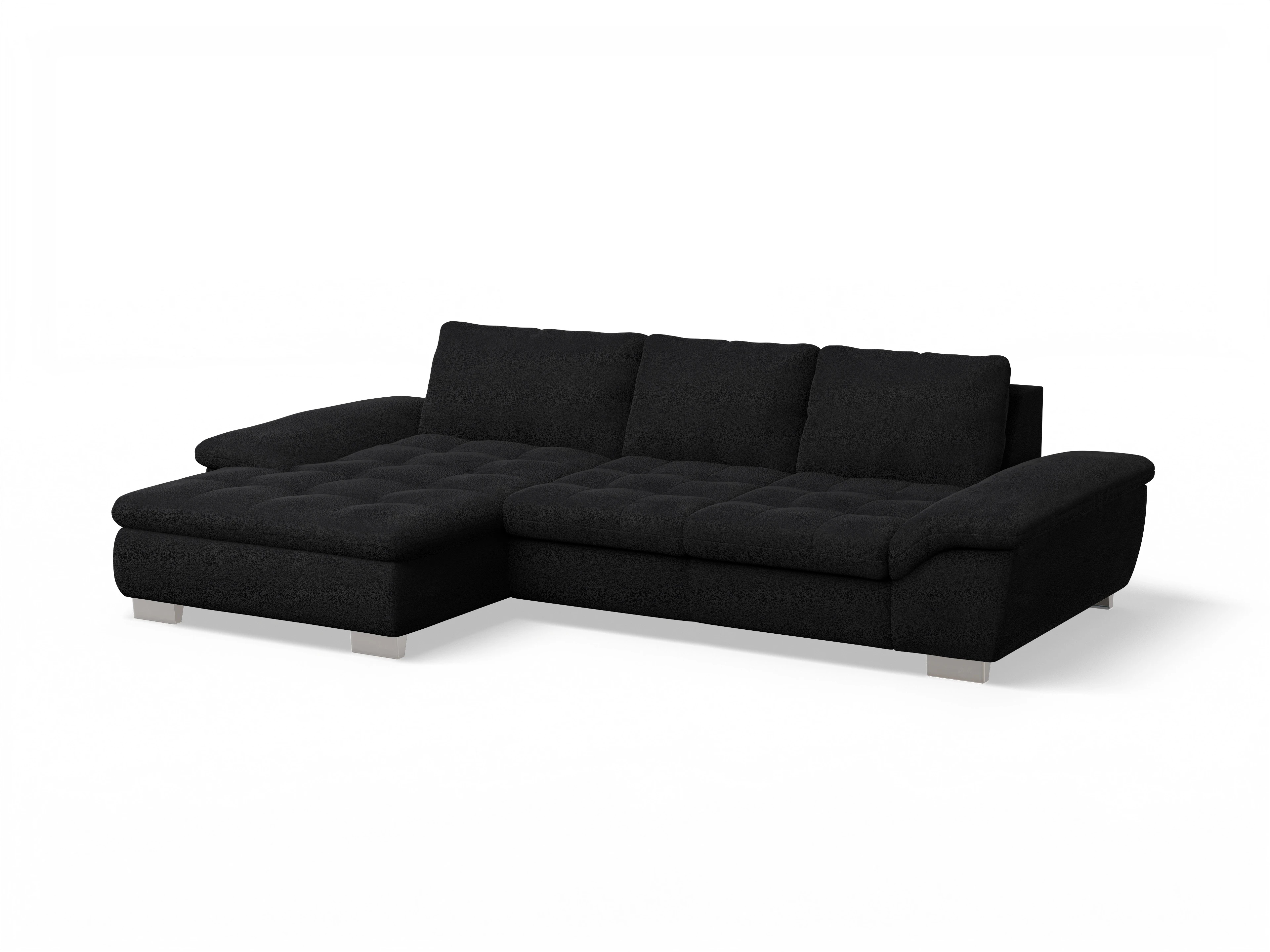 Ansicht des Produktes SC Smart 1007 Ecksofa links Abschluss offen in Stoff Schwarz